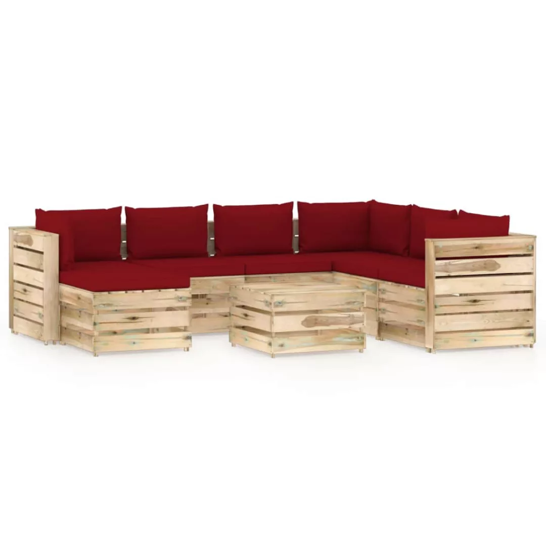 8-tlg. Garten-lounge-set Mit Kissen Grün Imprägniertes Holz günstig online kaufen