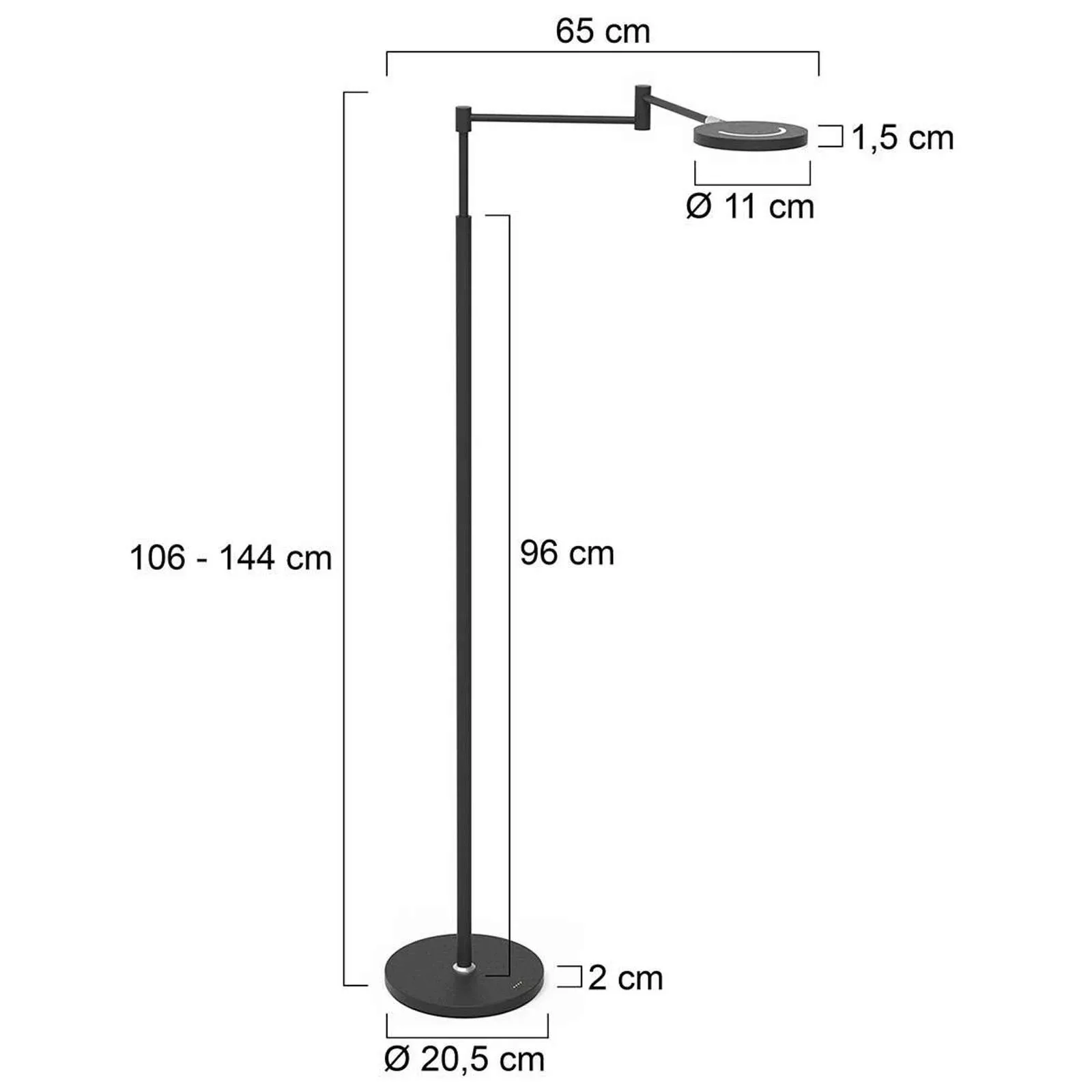 LED-Akku-Stehleuchte Soleil, schwarz, Metall, Dimmer günstig online kaufen