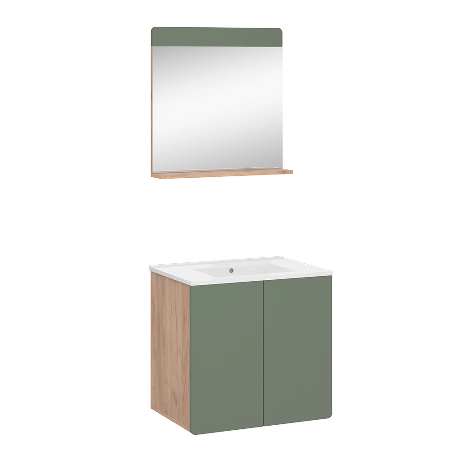 Vicco Badmöbel-Set Izan, Goldkraft Eiche/Grün, 3 günstig online kaufen