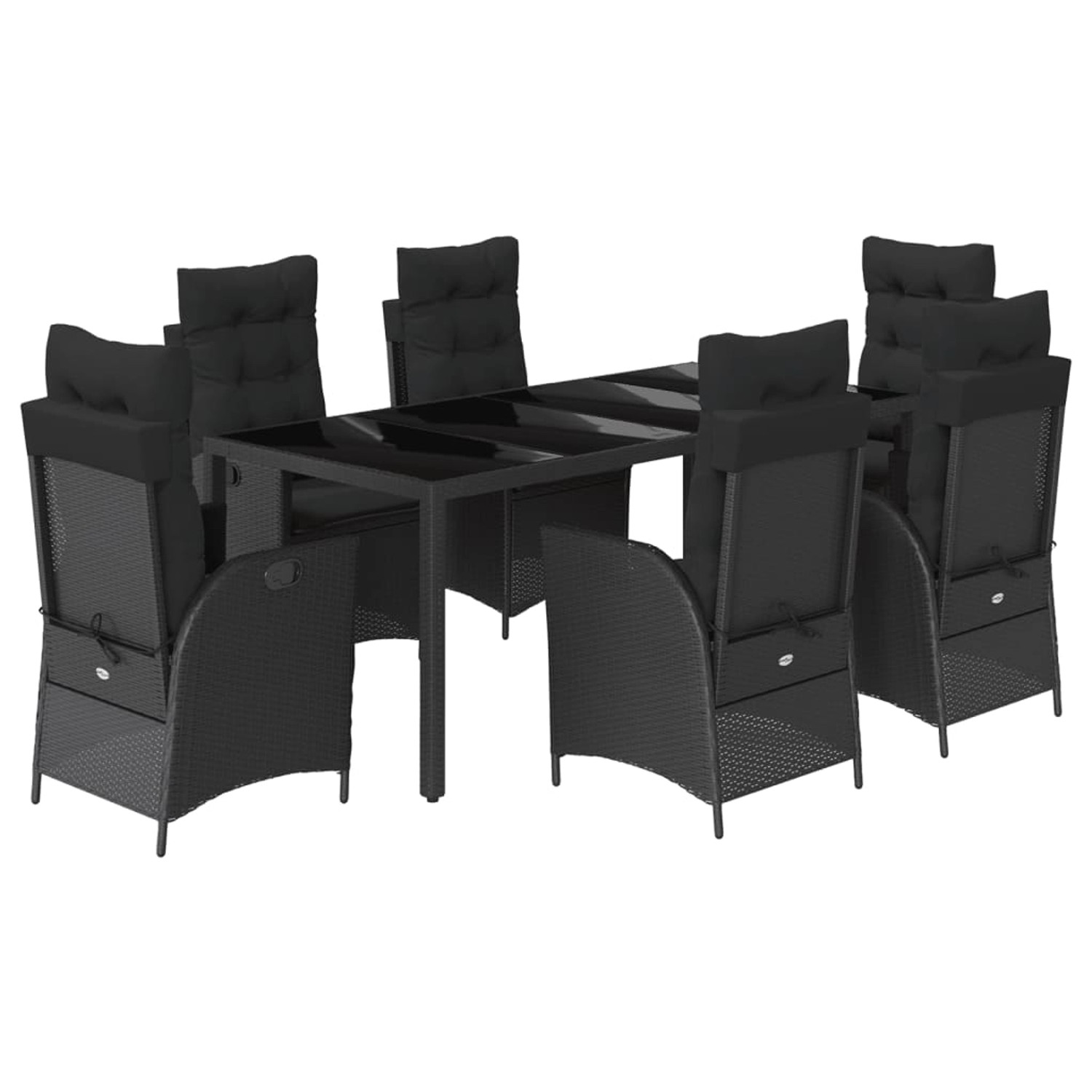 vidaXL 7-Tlg Garten-Essgruppe mit Kissen Schwarz Poly Rattan 3213073 günstig online kaufen