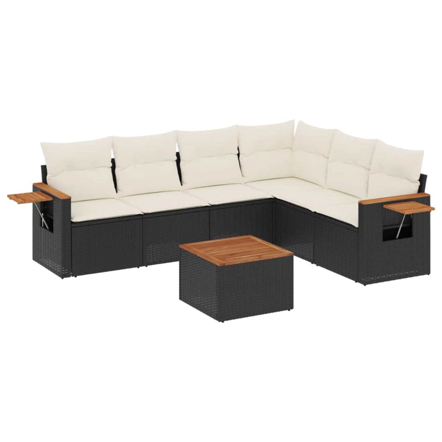 vidaXL 7-Tlg Garten-Sofagarnitur mit Kissen Schwarz Poly Rattan 3259249 günstig online kaufen