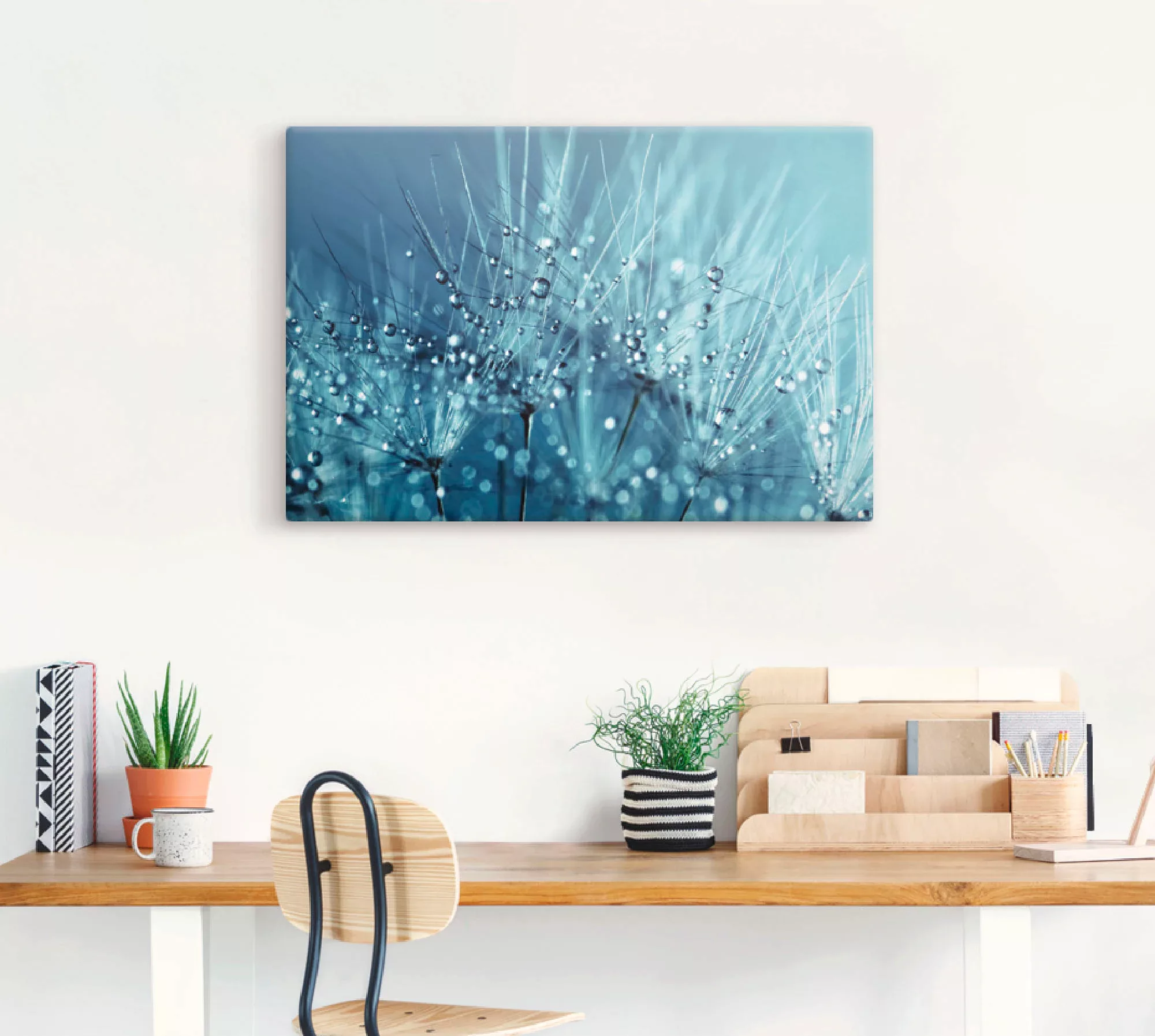 Artland Wandbild "Blaue glitzernde Pusteblume", Blumen, (1 St.) günstig online kaufen