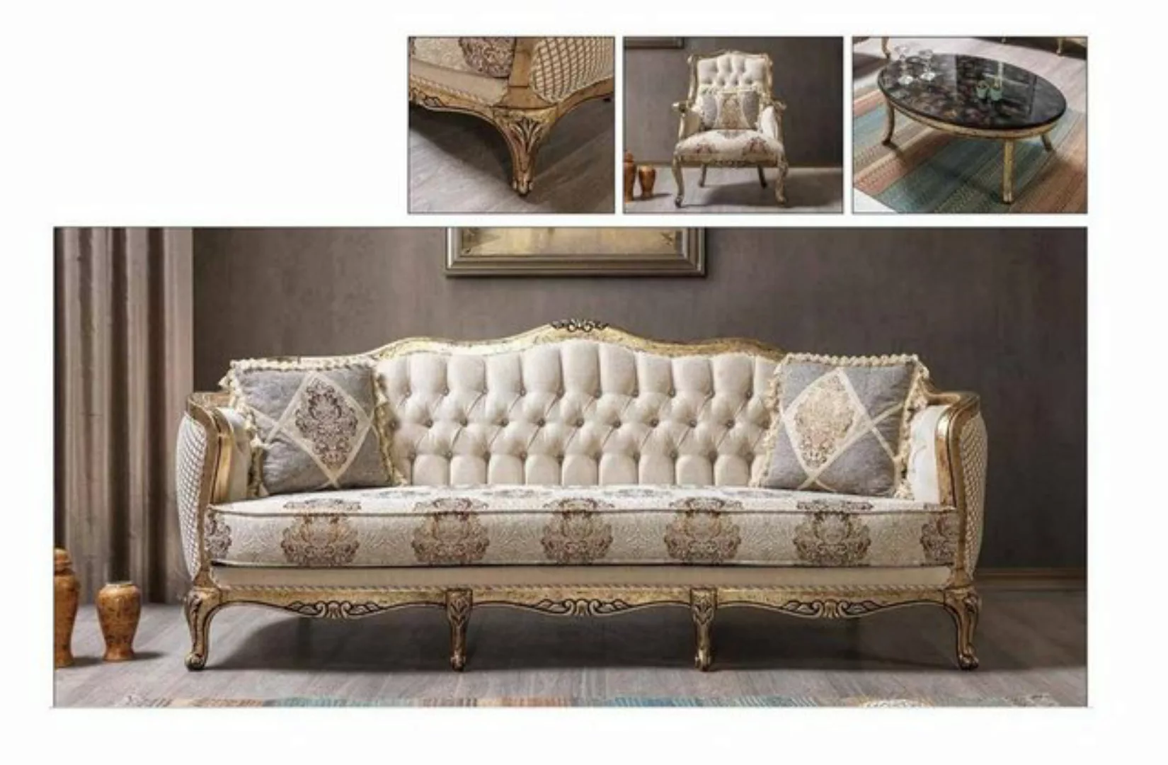 JVmoebel Sofa Sofa Dreisitzer Chesterfield Couch 3er Couchen Barock Rokoko günstig online kaufen