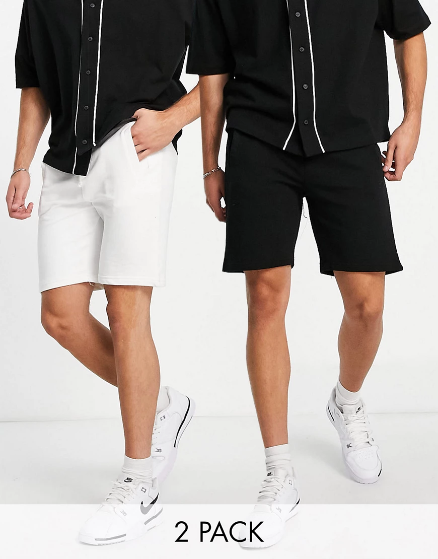Pull&Bear – 2er-Pack Shorts in Schwarz und Weiß-Mehrfarbig günstig online kaufen