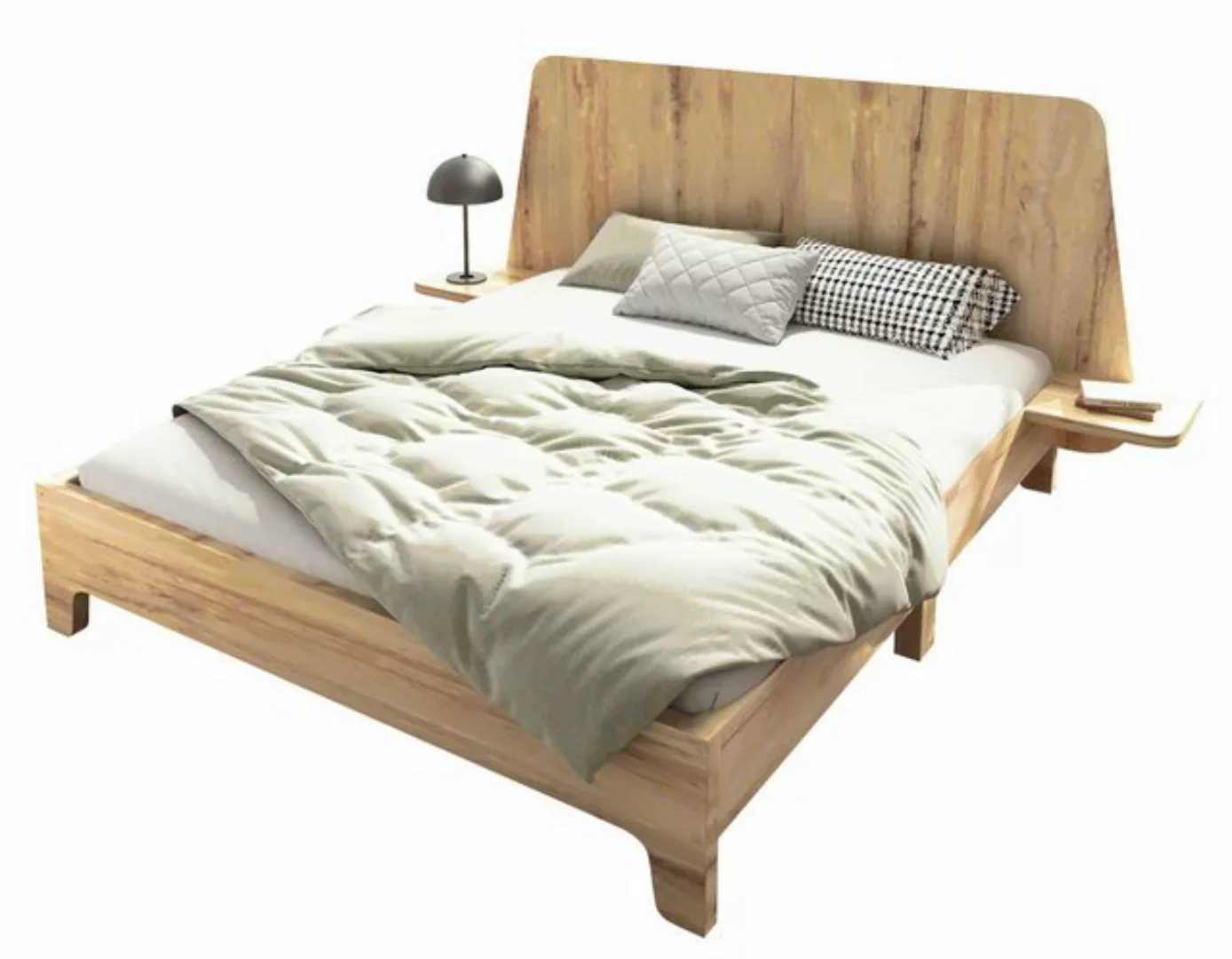 SeedWave Holzbett Eichen-Doppelbett mit Nachttischablage, Gebogenes Design- günstig online kaufen