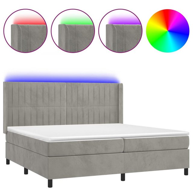 vidaXL Boxspringbett Boxspringbett mit Matratze und LED Samt (200 x 200 cm, günstig online kaufen