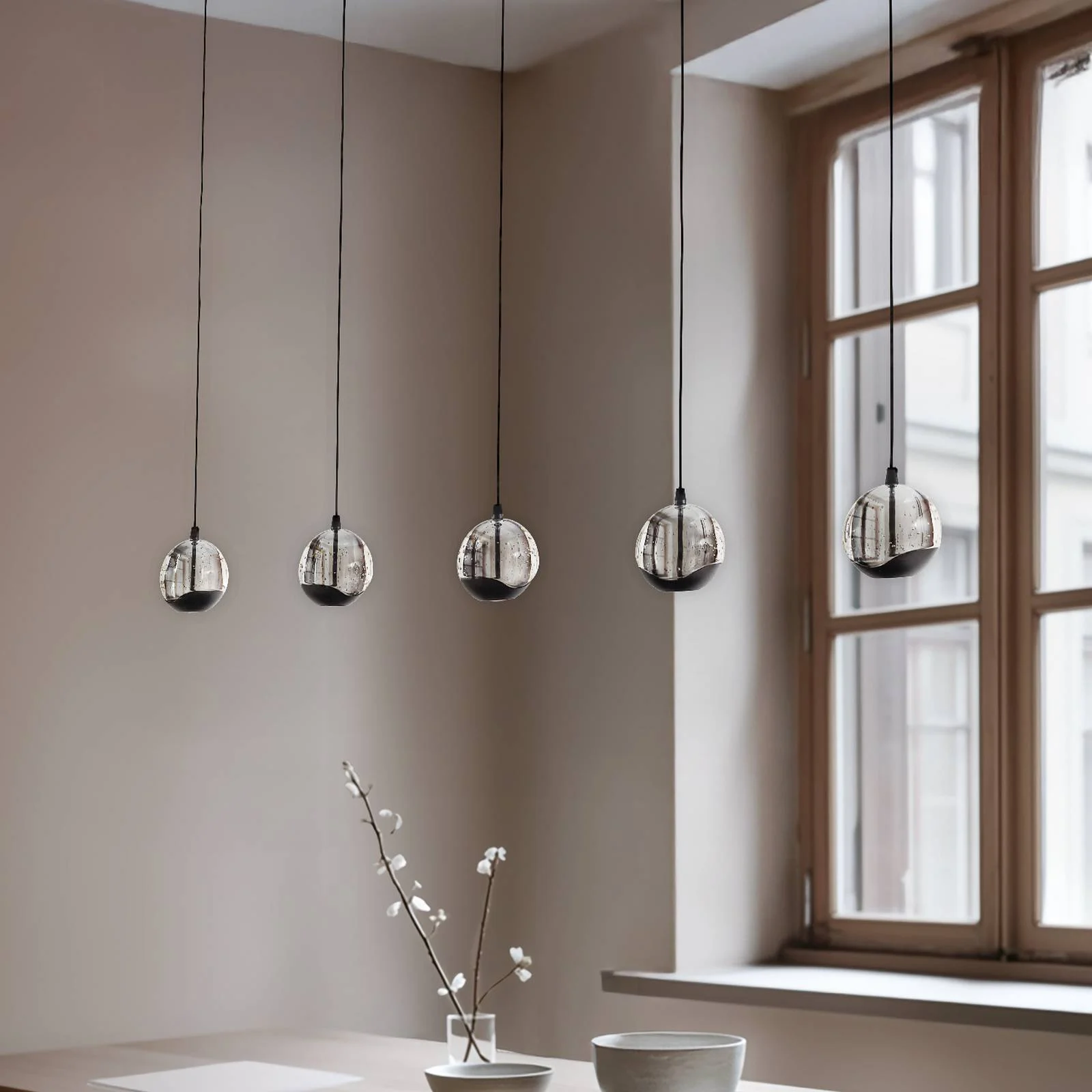 Lucande LED-Pendellampe Hayley, schwarz, 5-fl., länglich günstig online kaufen