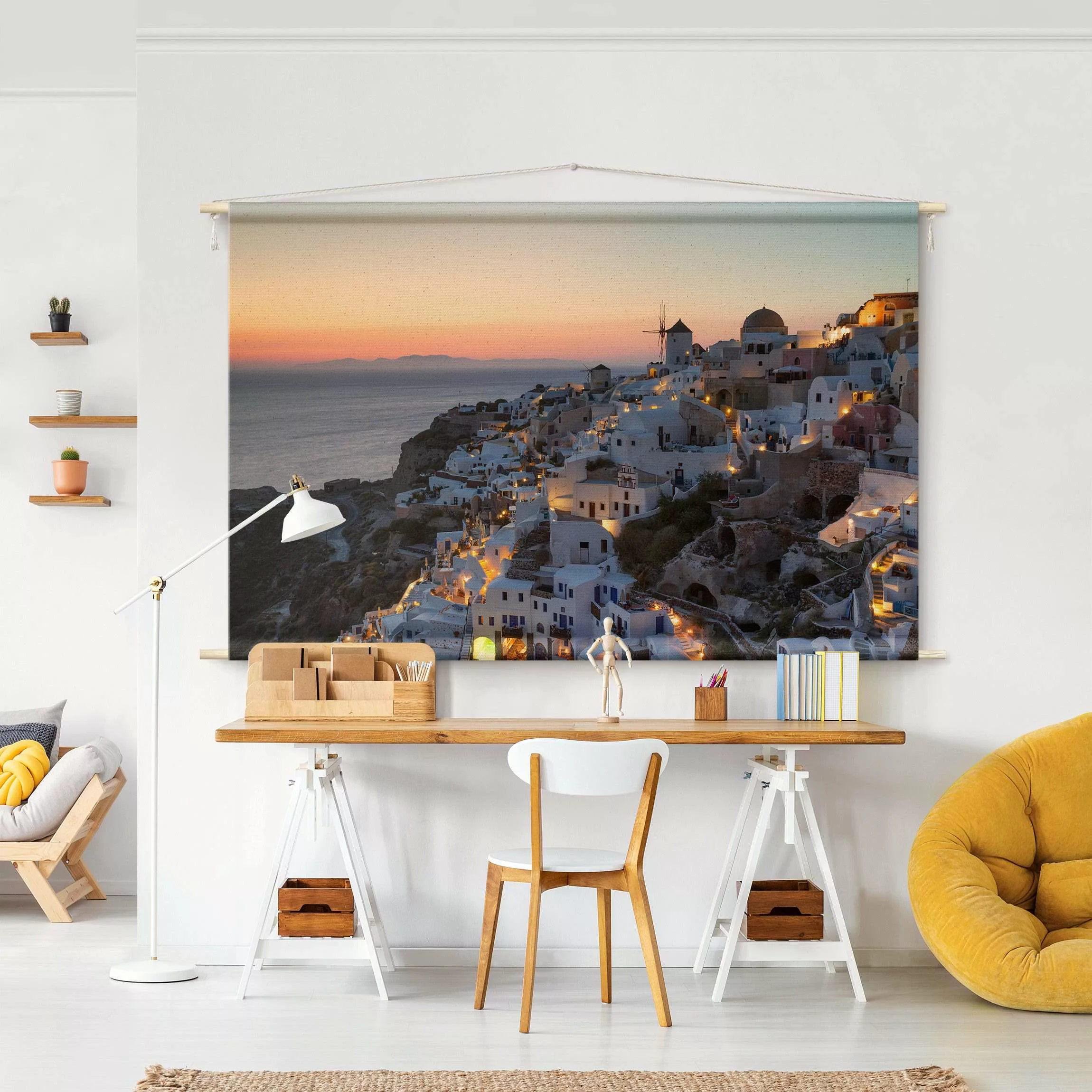 Wandteppich Santorini bei Nacht günstig online kaufen