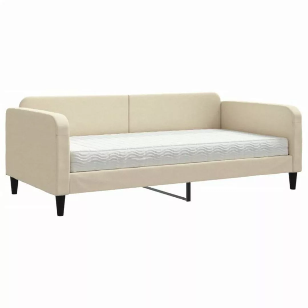 vidaXL Gästebett Gästebett Tagesbett mit Matratze Creme 100x200 cm Stoff Be günstig online kaufen