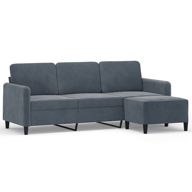 vidaXL Sofa, 3-Sitzer-Sofa mit Hocker Dunkelgrau 180 cm Samt günstig online kaufen