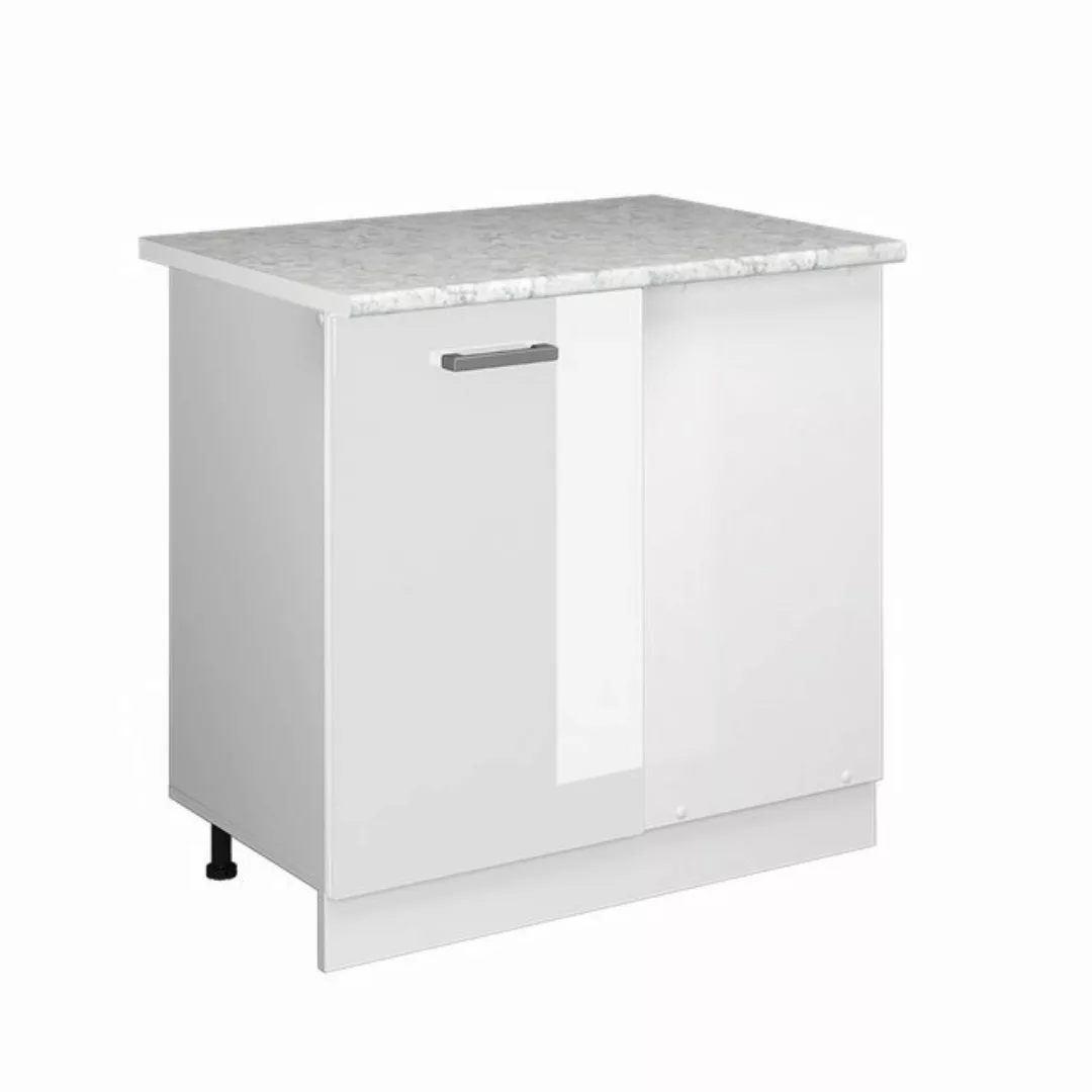 Vicco Eckunterschrank Küchenunterschrank R-Line 86 cm Weiß Weiß Hochglanz A günstig online kaufen