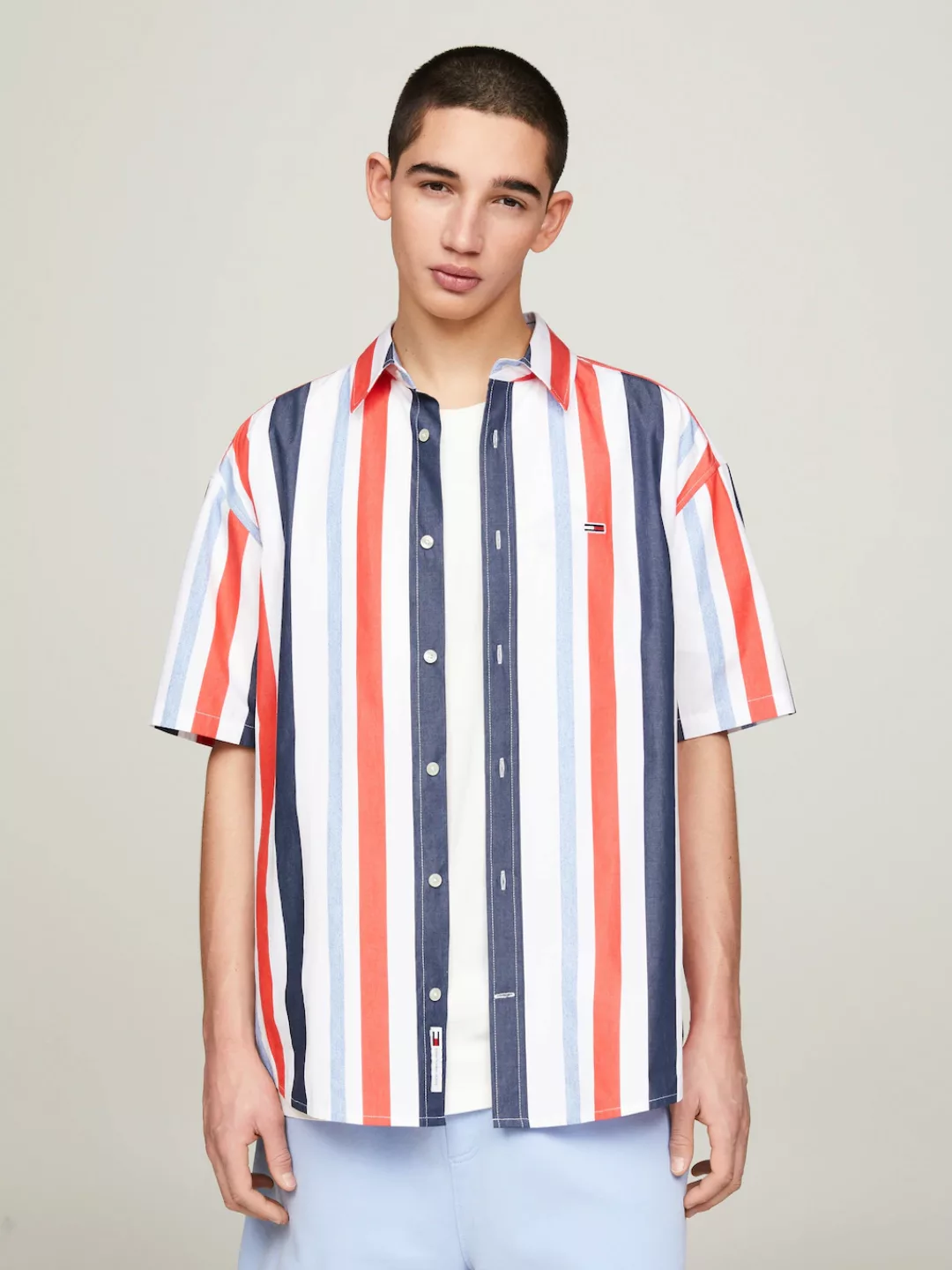Tommy Jeans Kurzarmhemd TJM RLX STRIPES SHIRT mit mehrfarbigen Streifen günstig online kaufen