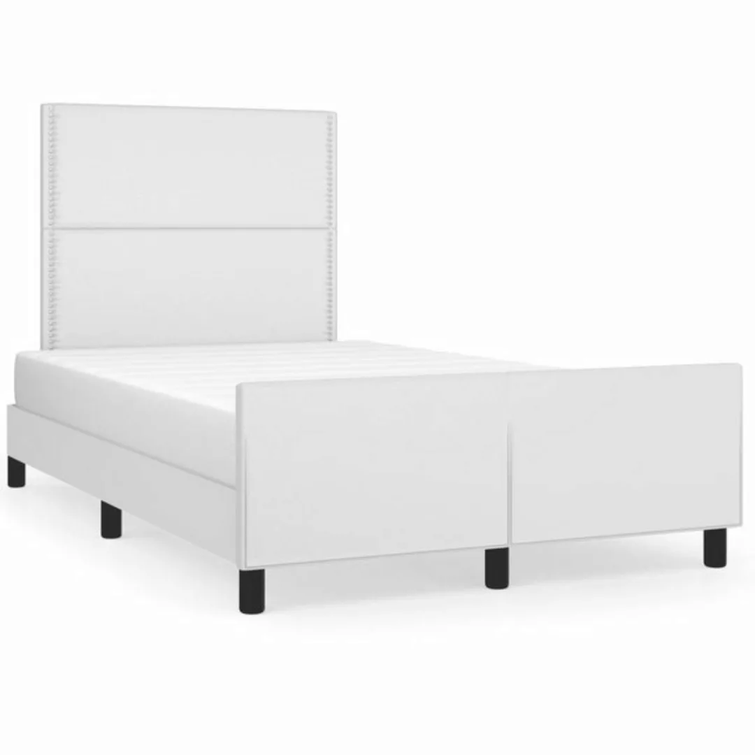 vidaXL Bett Bettgestell mit Kopfteil Weiß 120x190 cm Kunstleder günstig online kaufen