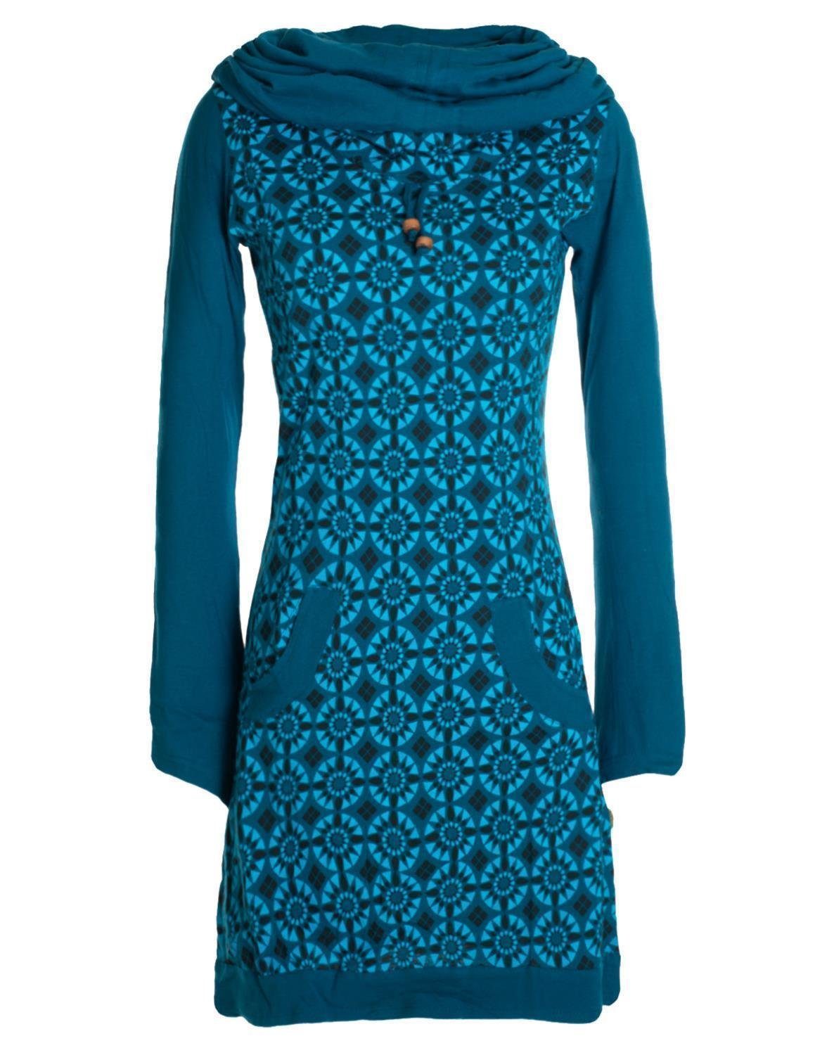 Vishes Jerseykleid Langarm Kleid Schalkragen Bedruckt günstig online kaufen