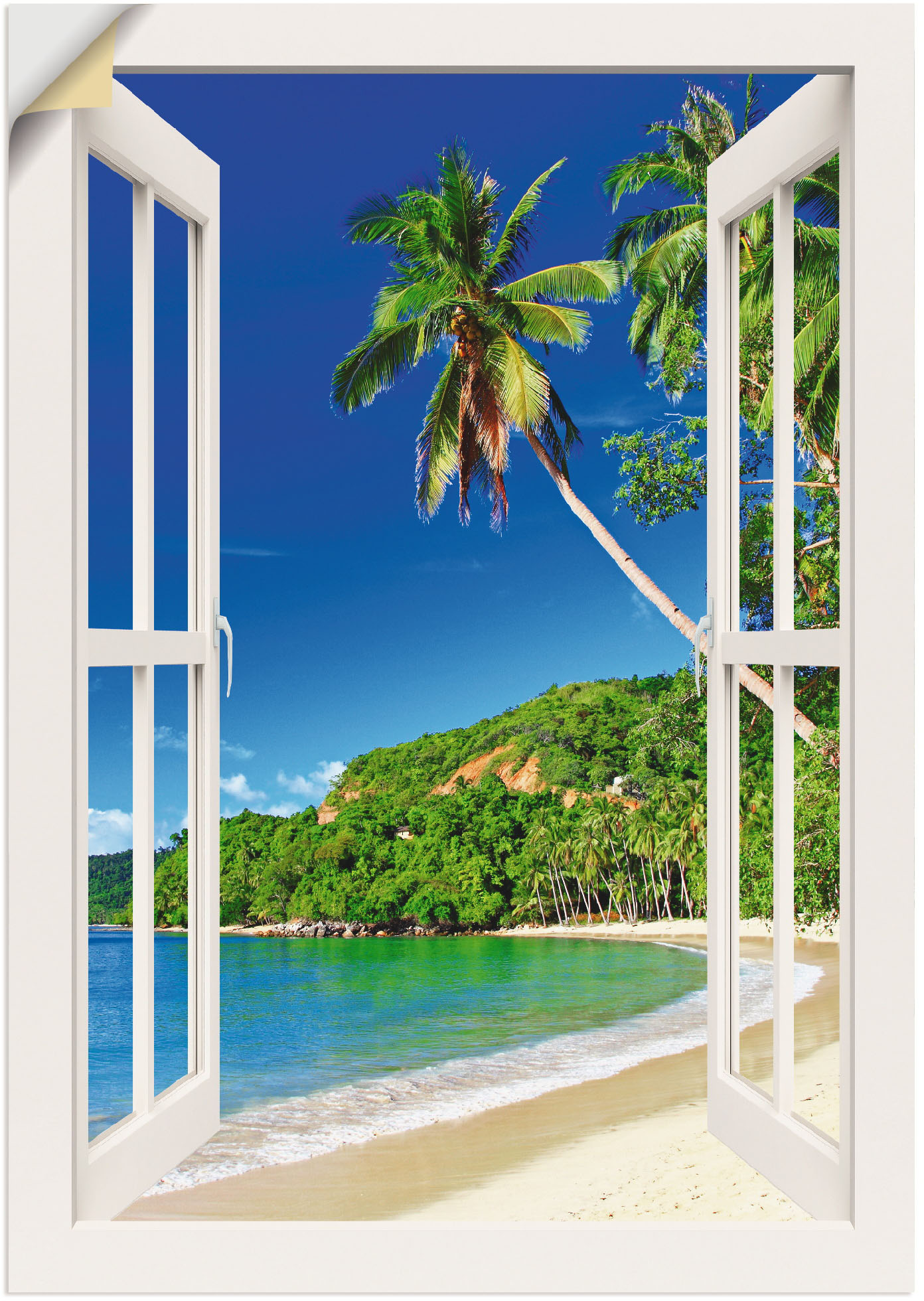 Artland Wandbild »Fensterblick Paradies«, Fensterblick, (1 St.), als Leinwa günstig online kaufen