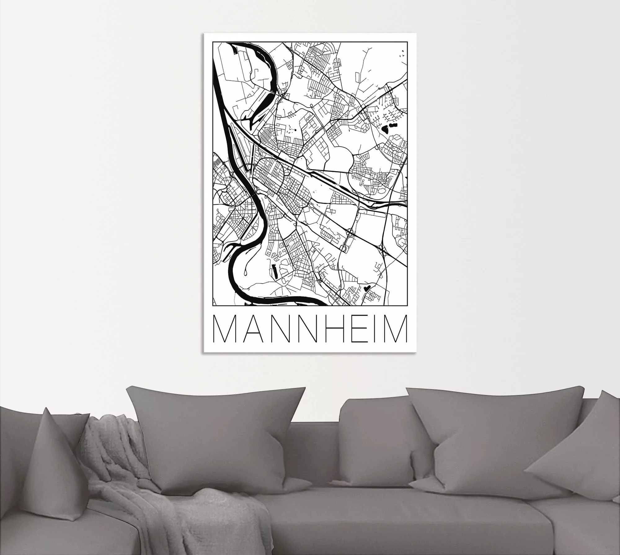 Artland Wandbild "Retro Karte Mannheim Deutschland", Deutschland, (1 St.), günstig online kaufen