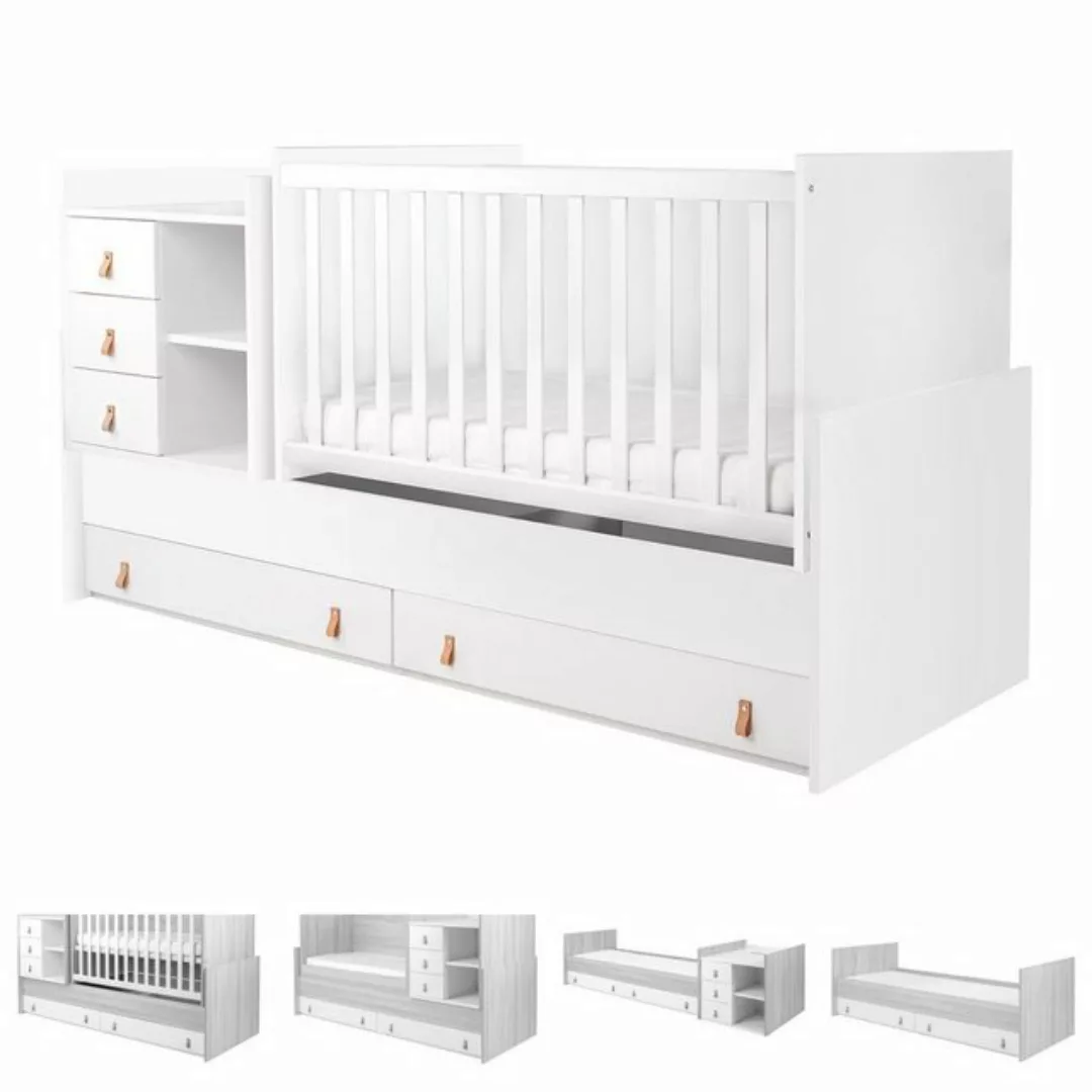 Kikkaboo Komplettbett Babybett Lorena 4 in 1 Kommode, Schaukelfunktion Schr günstig online kaufen