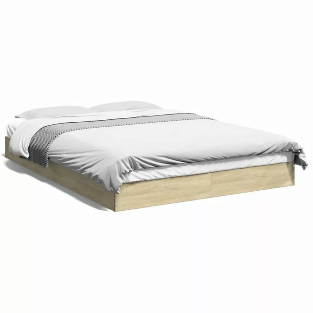 vidaXL Bett Bettgestell Sonoma-Eiche 140x200 cm Holzwerkstoff günstig online kaufen