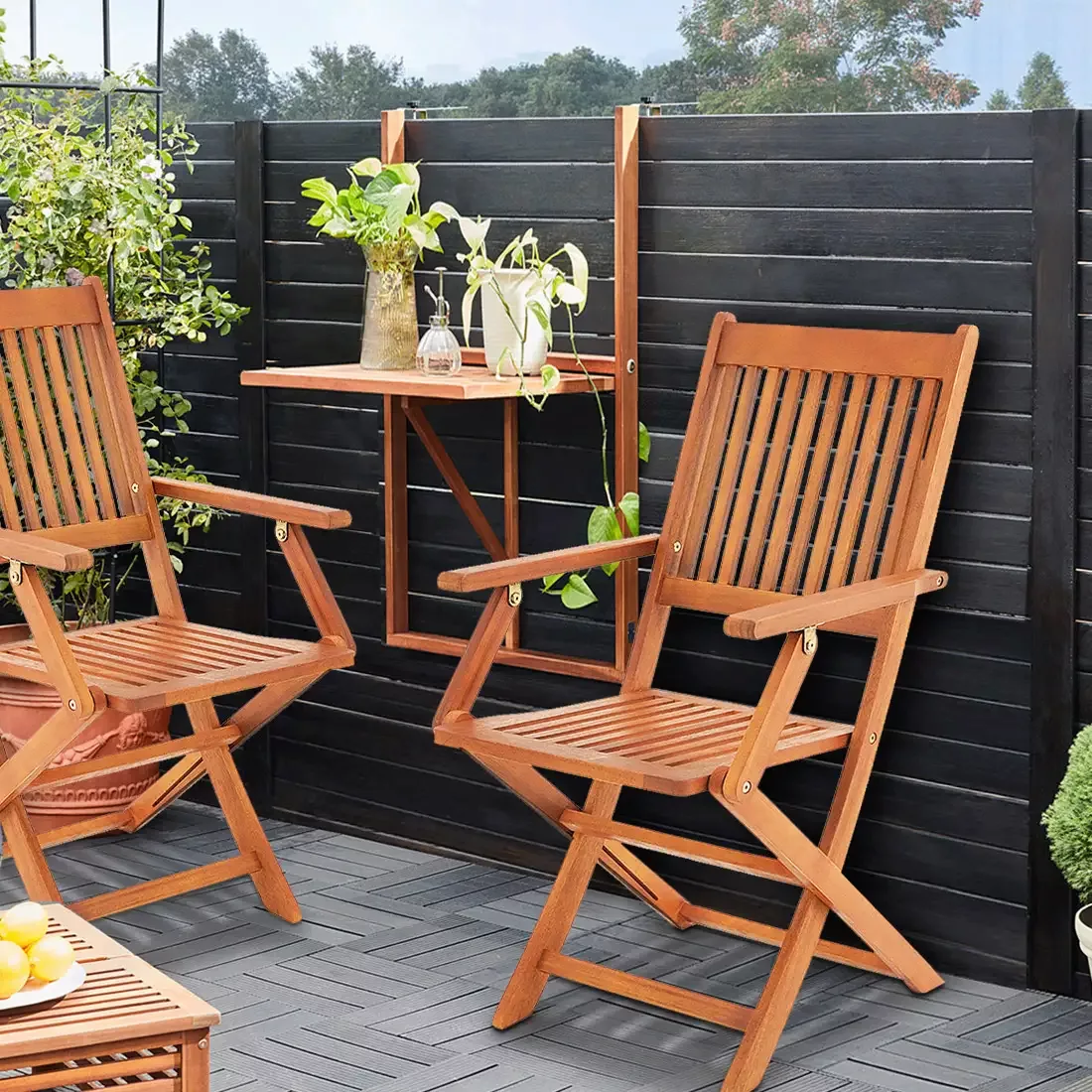 Balkonhängetisch inkl. 2 Stühle 3-tlg. Akazienholz FSC®-zertifiziert günstig online kaufen