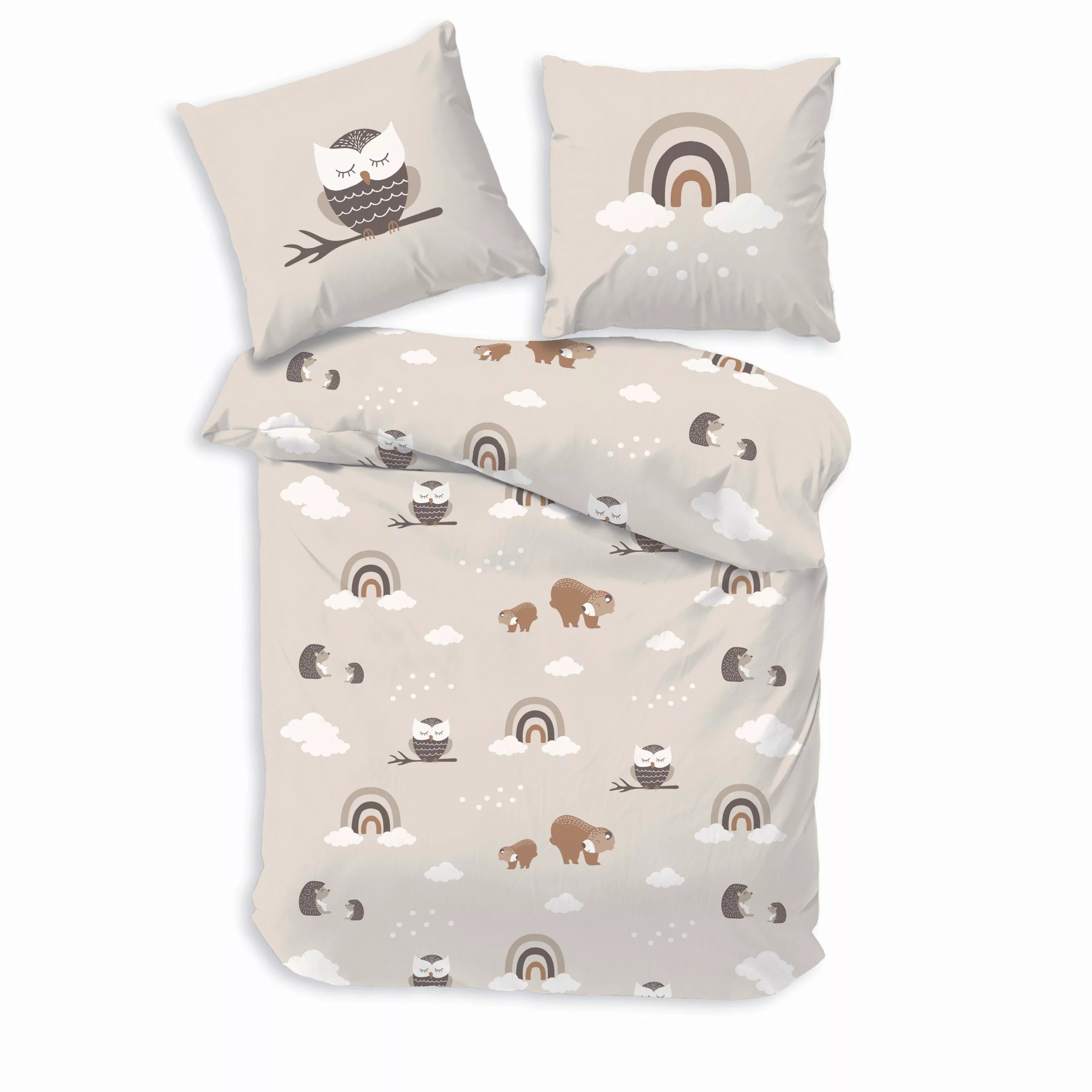 MTOnlinehandel Bettwäsche Eule Waldtiere 135x200 + günstig online kaufen