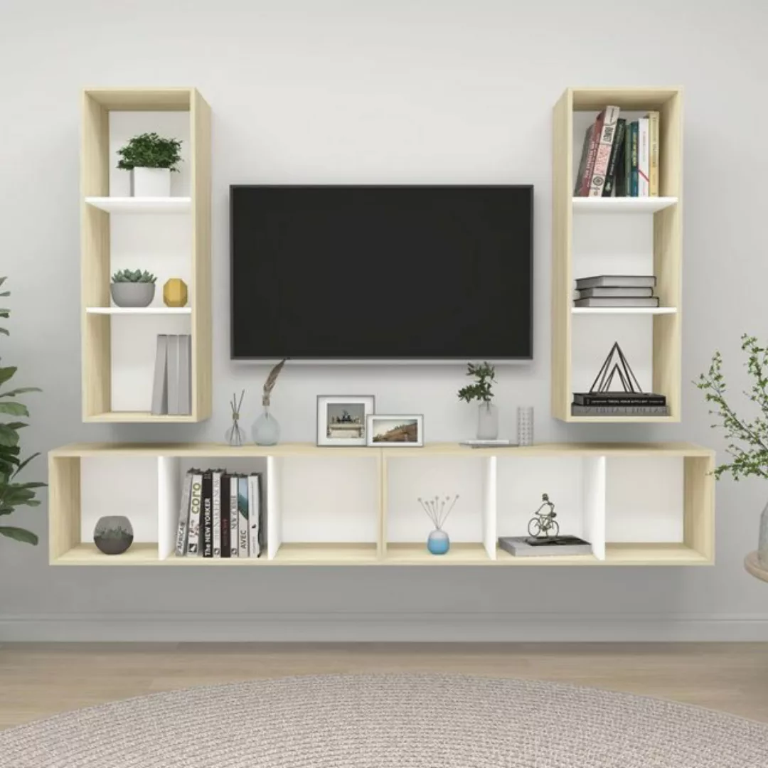 Tv-wandschränke 4 Stk. Weiß Sonoma-eiche Spanplatte günstig online kaufen