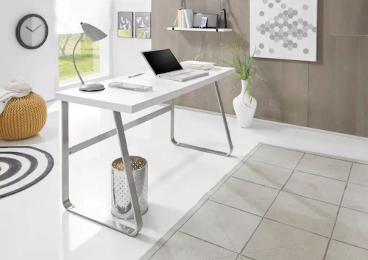 MCA furniture Schreibtisch "Beno", 140 cm Breite mit Gestell in Edelstahlop günstig online kaufen