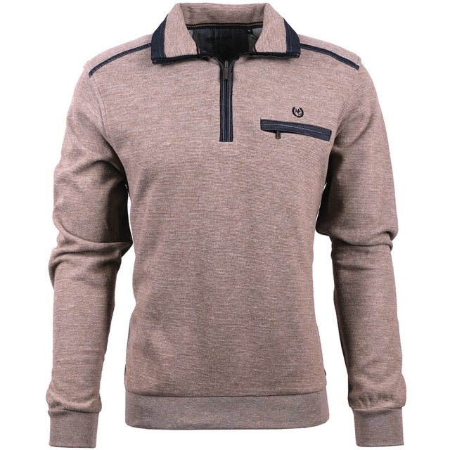 Mode Monte Carlo Sweatshirt Sweat-Shirt Troyer Zip Beige günstig online kaufen