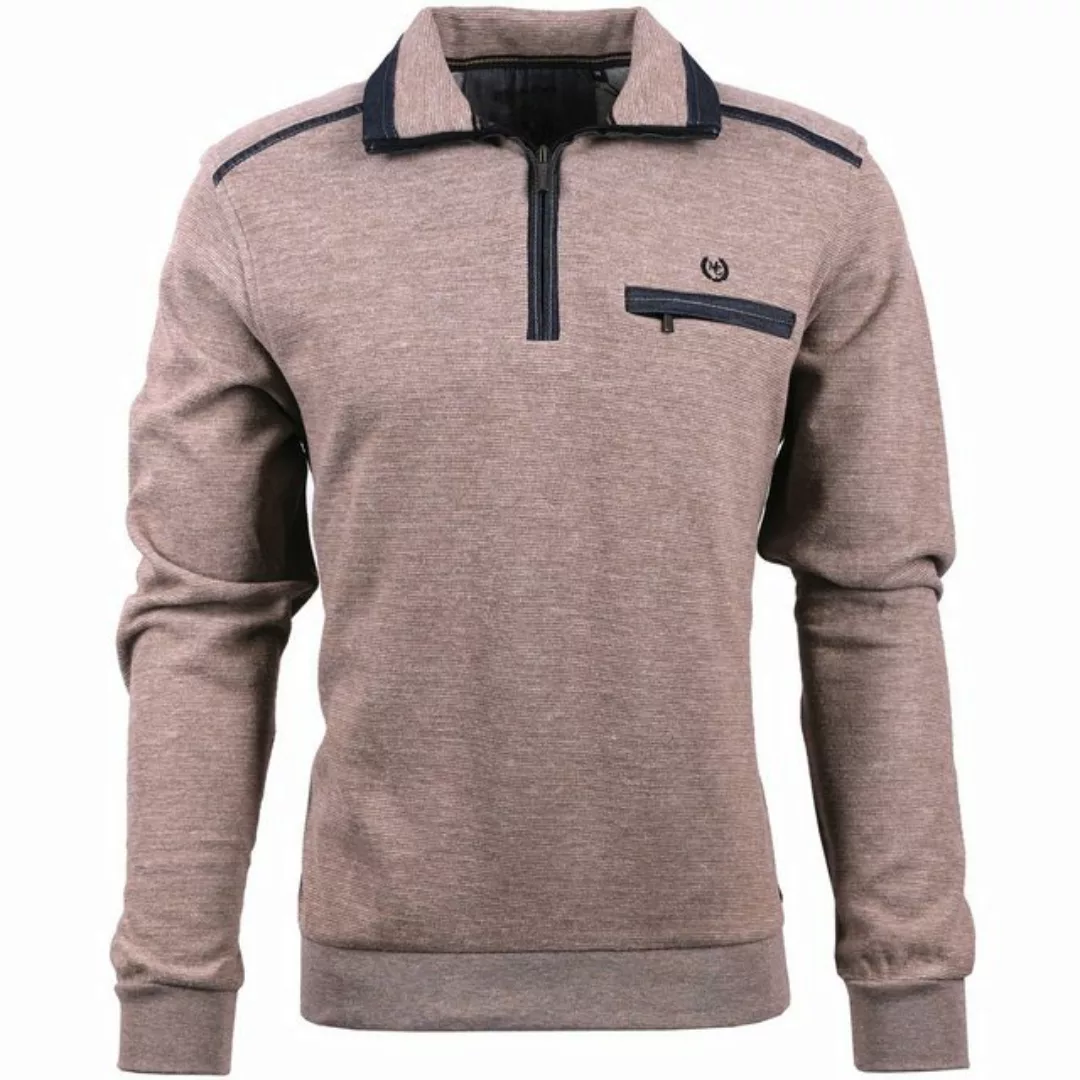 Mode Monte Carlo Sweatshirt Sweat-Shirt Troyer Zip Beige günstig online kaufen