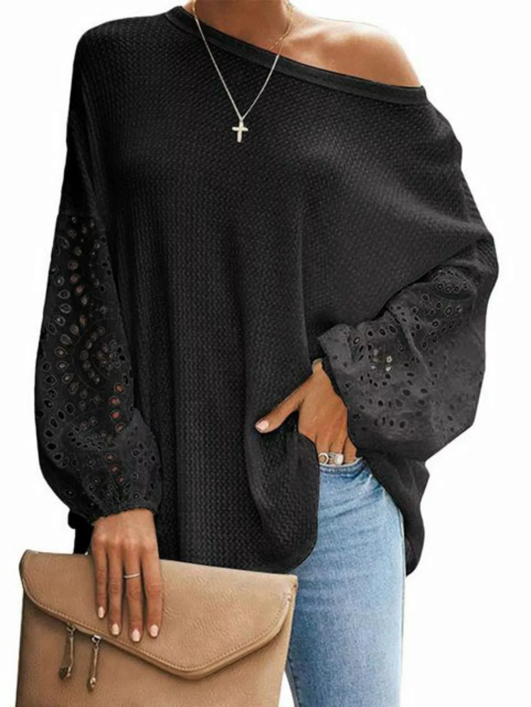 ZWY 2-in-1-Langarmshirt Frau Sweater V-Ausschnitt Strick Pullover Long Shou günstig online kaufen