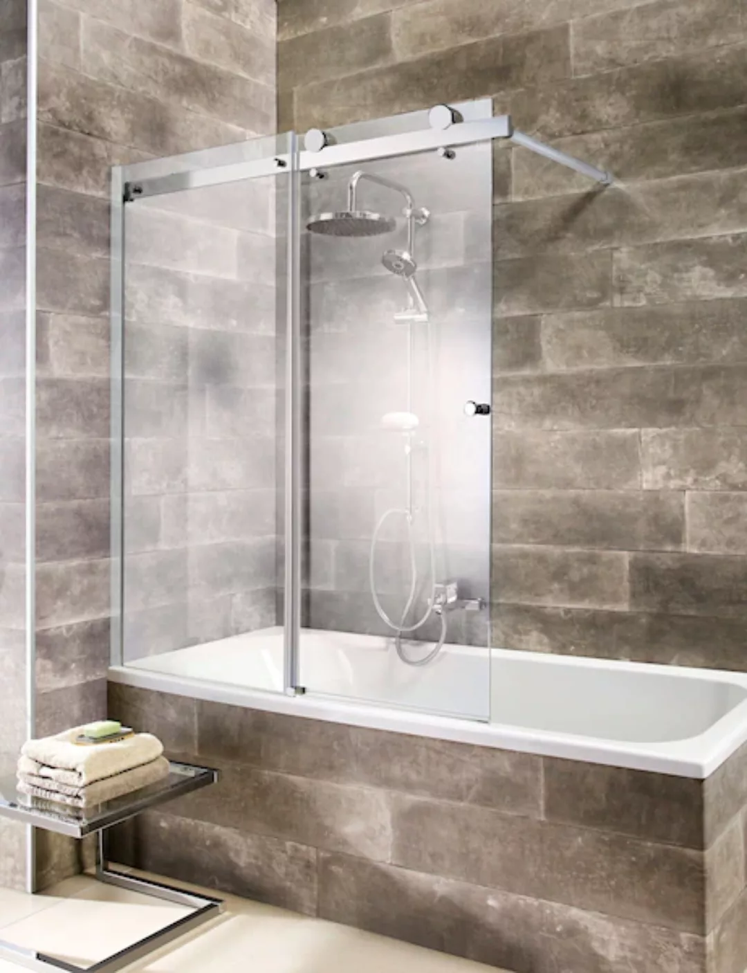 welltime Badewannenaufsatz »Mauritius«, Duschwand mit Schiebetür, Spritzsch günstig online kaufen