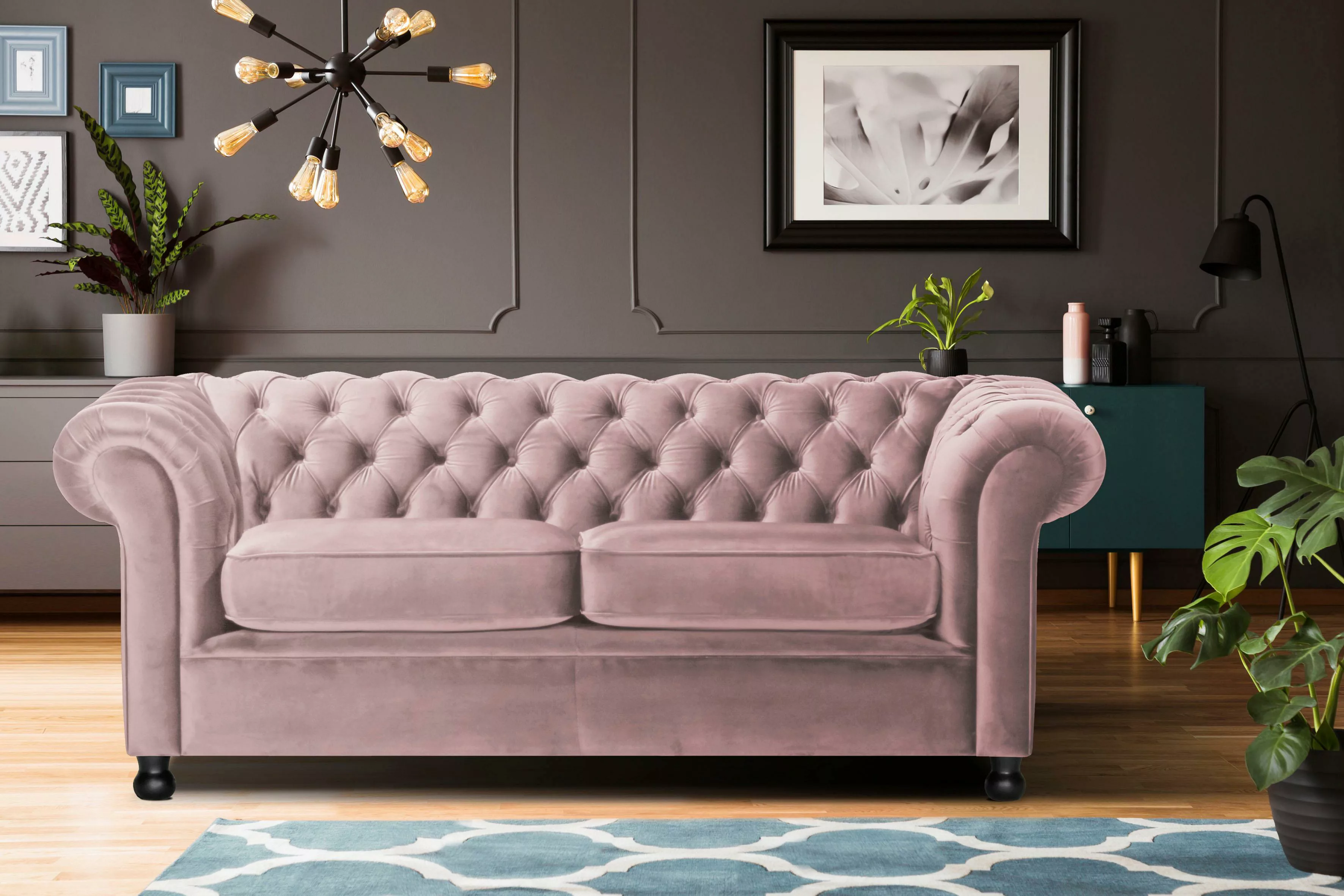 Home affaire Chesterfield-Sofa "Chesterfield Home 3-Sitzer B/T/H: 192/87/75 günstig online kaufen