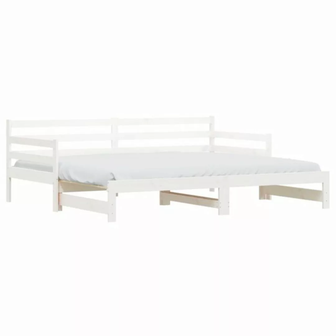 vidaXL Bett Tagesbett Ausziehbar Weiß 90x200 cm Massivholz Kiefer günstig online kaufen