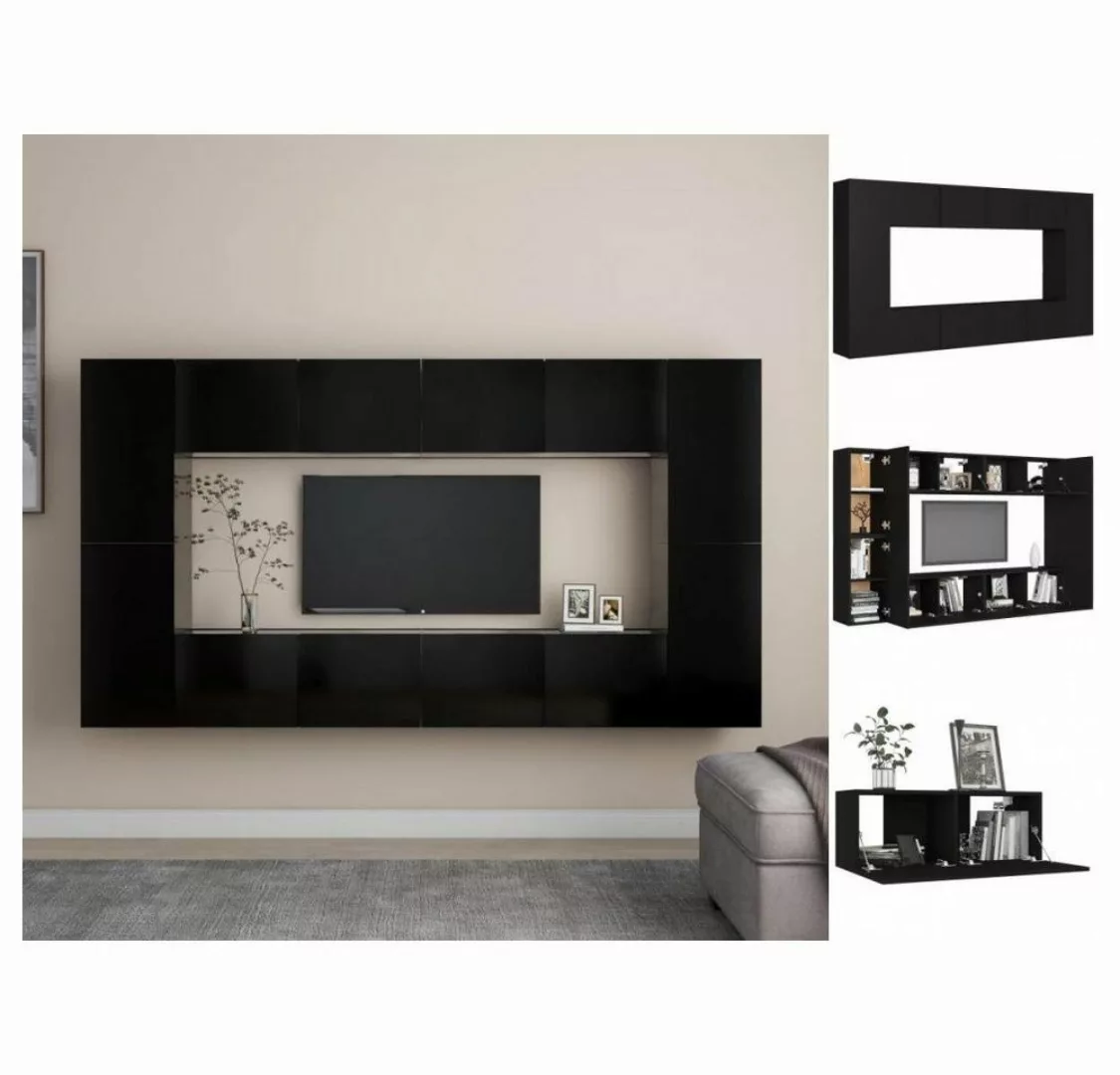 vidaXL TV-Schrank 8-tlg TV-Schrank-Set Schwarz Spanplatte günstig online kaufen