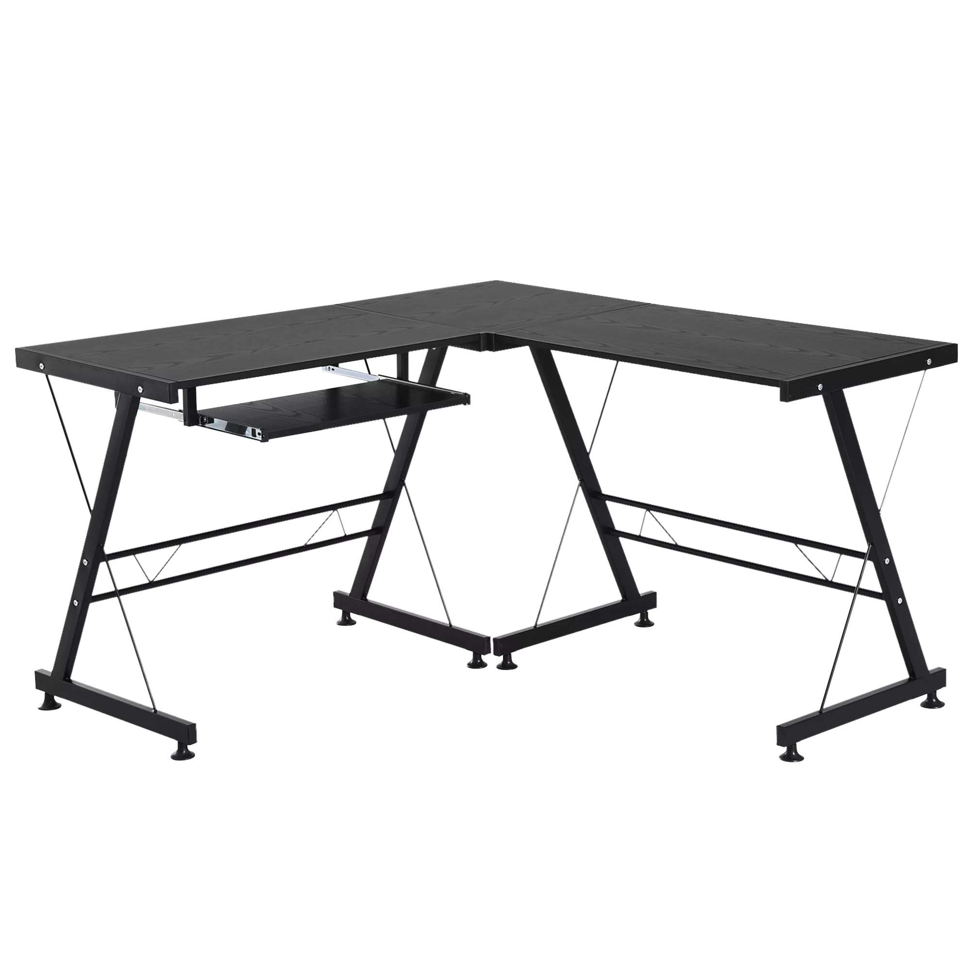 HOMCOM Computertisch Schreibtisch flexible Arbeitsstation MDF Stahl Schwarz günstig online kaufen