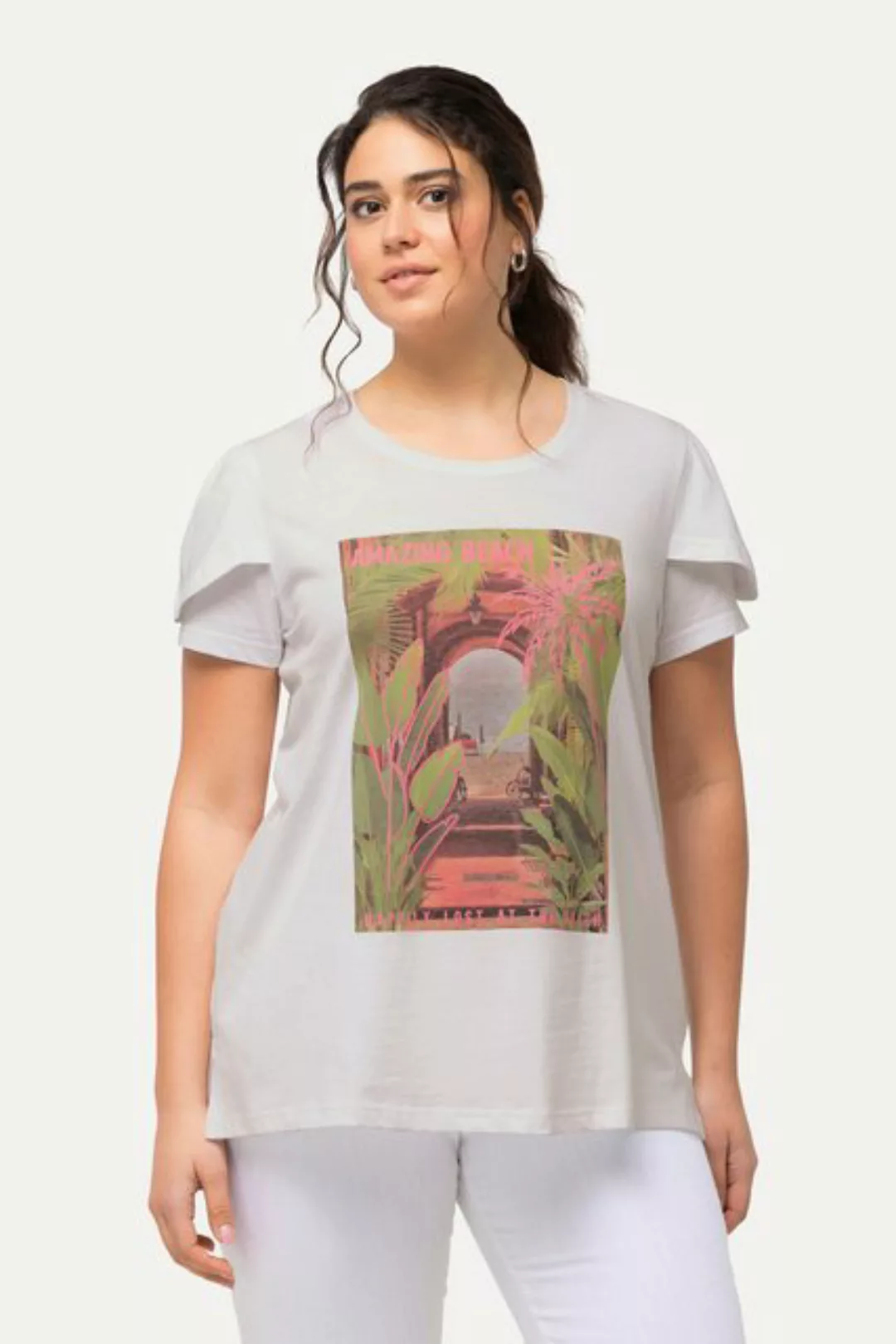 Ulla Popken Rundhalsshirt T-Shirt bedruckt A-Linie Rundhals Halbarm günstig online kaufen