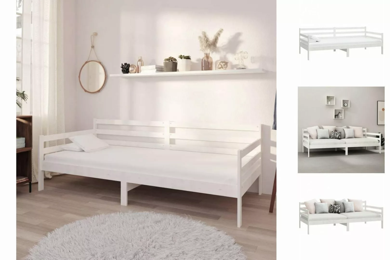 vidaXL Bettgestell Gästebett Tagesbett Weiß 90x200 cm Massivholz Kiefer Bet günstig online kaufen