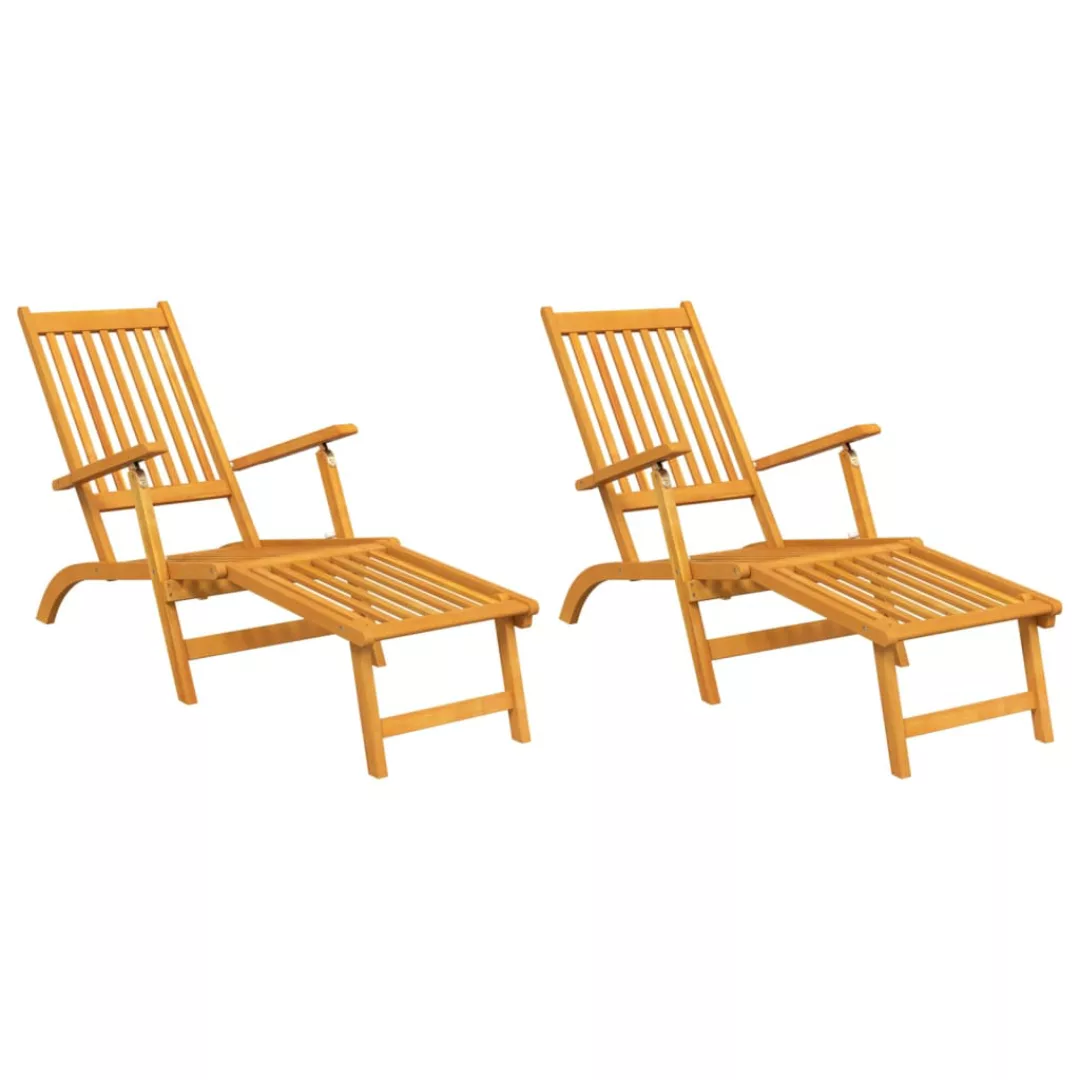 Vidaxl Terrassenstühle Mit Fußstützen 2 Stk. Massivholz Akazie günstig online kaufen