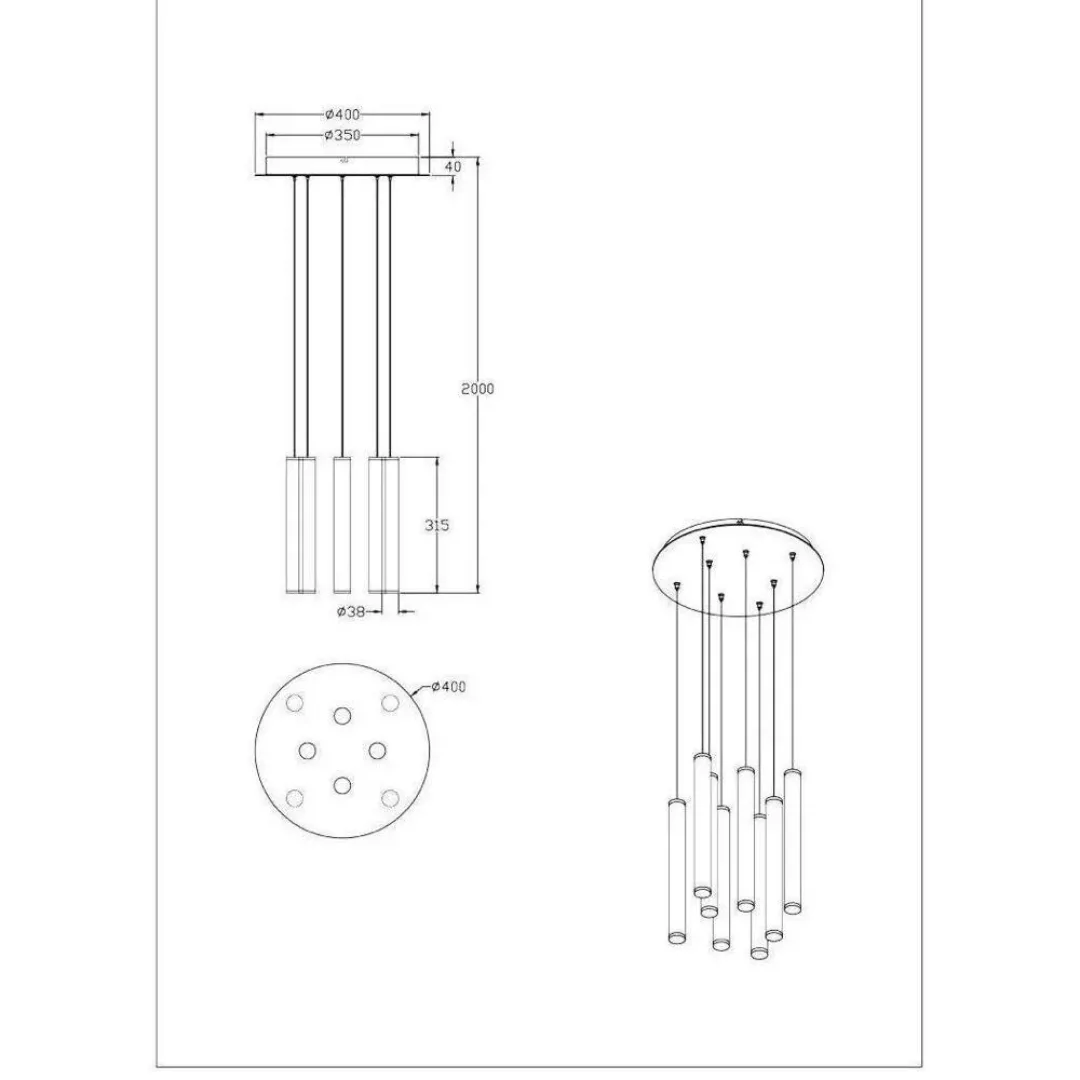 LED Pendelleuchte Prado in Weiß 8x 6,5W 5760lm 8-flammig günstig online kaufen