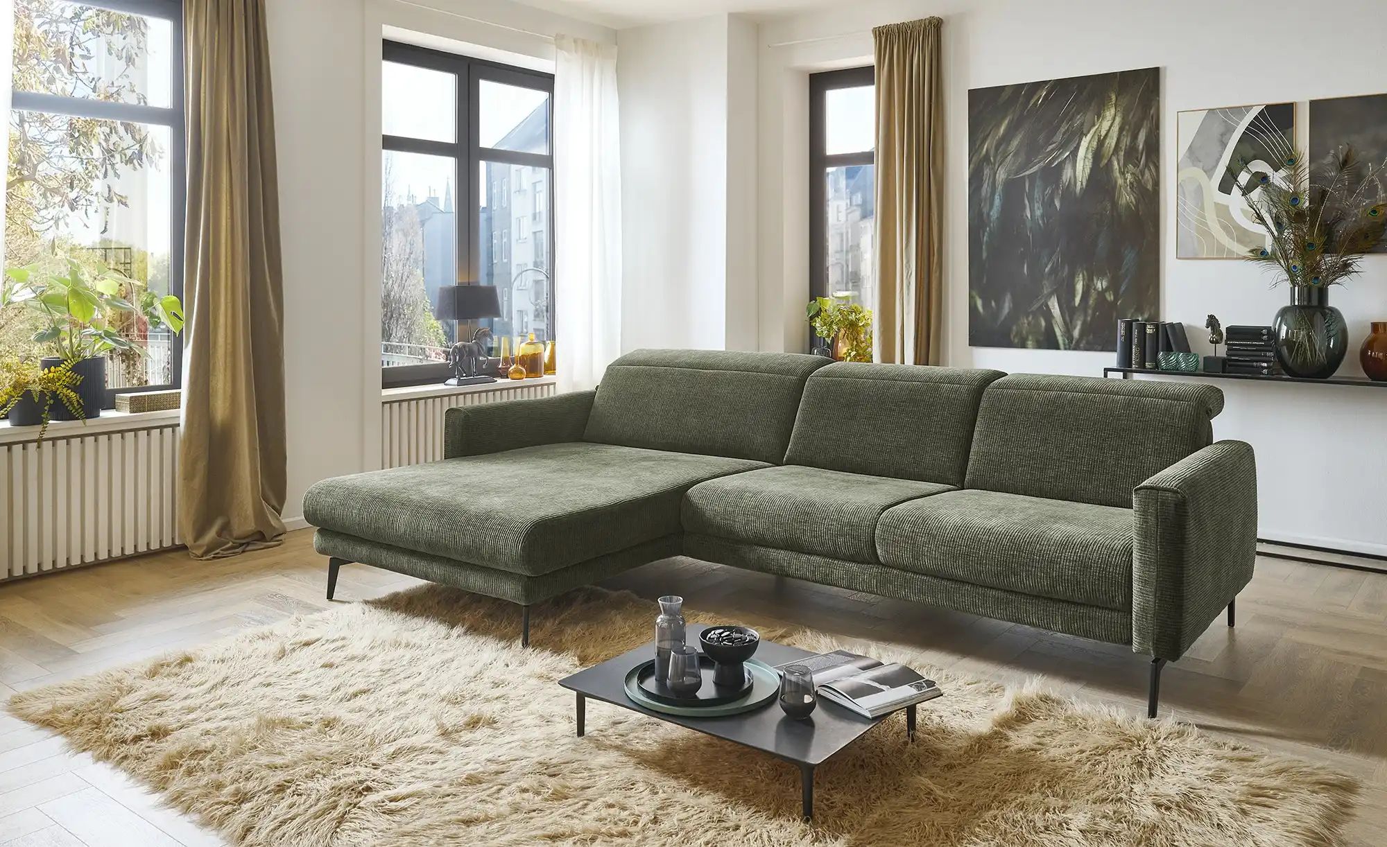 meinSofa Ecksofa  Katja ¦ grün ¦ Maße (cm): B: 305 H: 83 T: 191 Polstermöbe günstig online kaufen