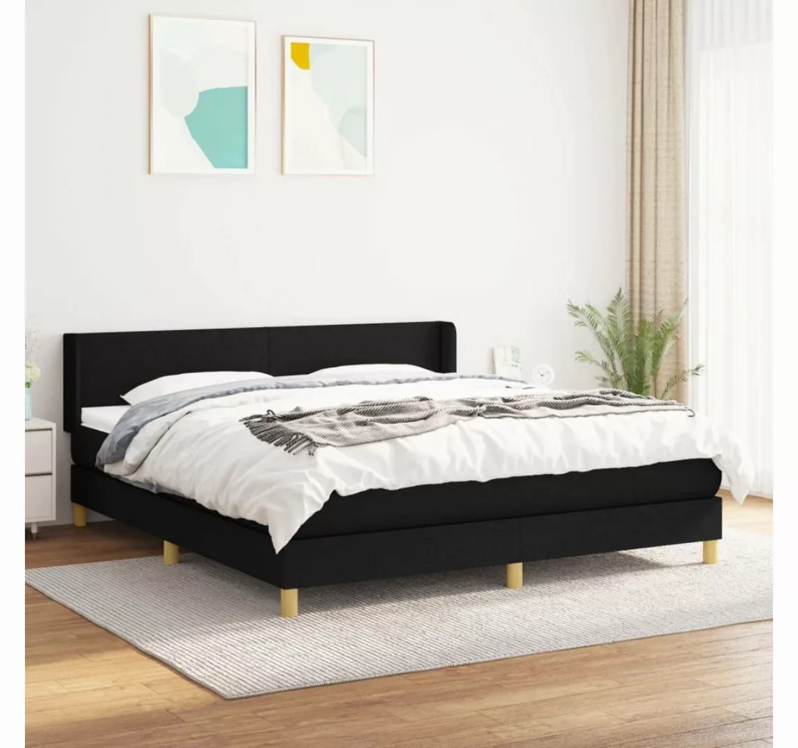 furnicato Bett Boxspringbett mit Matratze Schwarz 160x200 cm Stoff günstig online kaufen