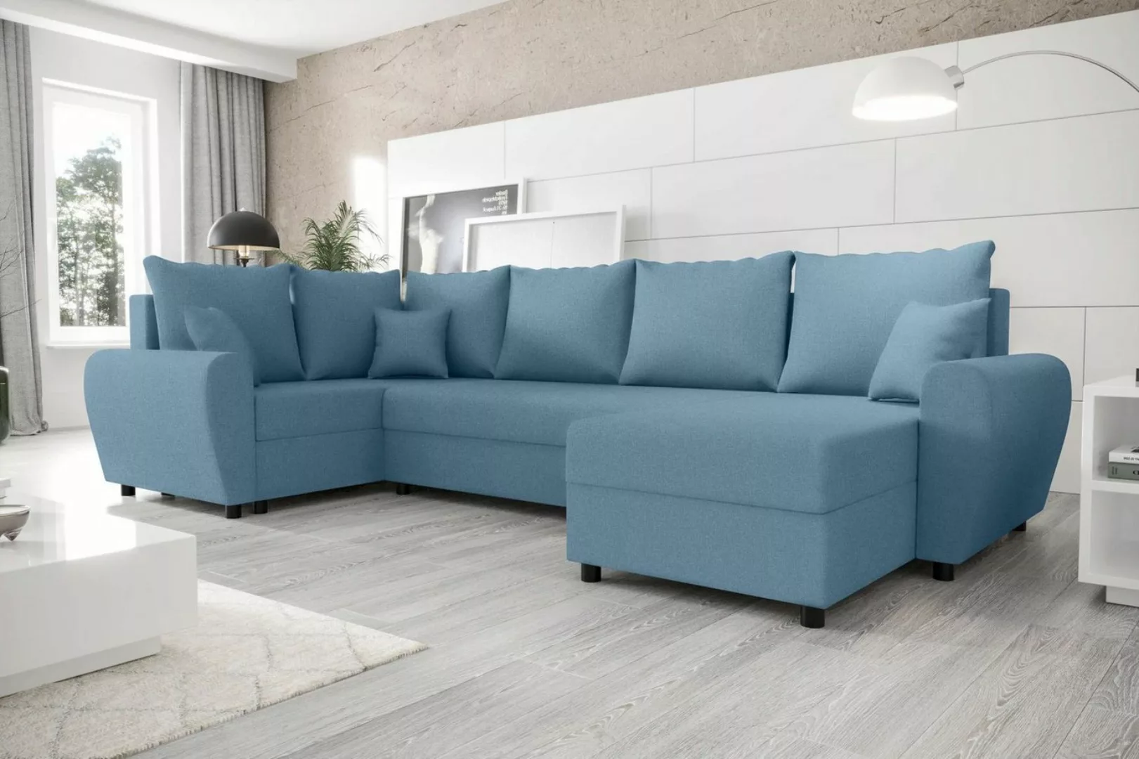 Stylefy Wohnlandschaft Haven, U-Form, Eckcouch, Sofa, Sitzkomfort, mit Bett günstig online kaufen