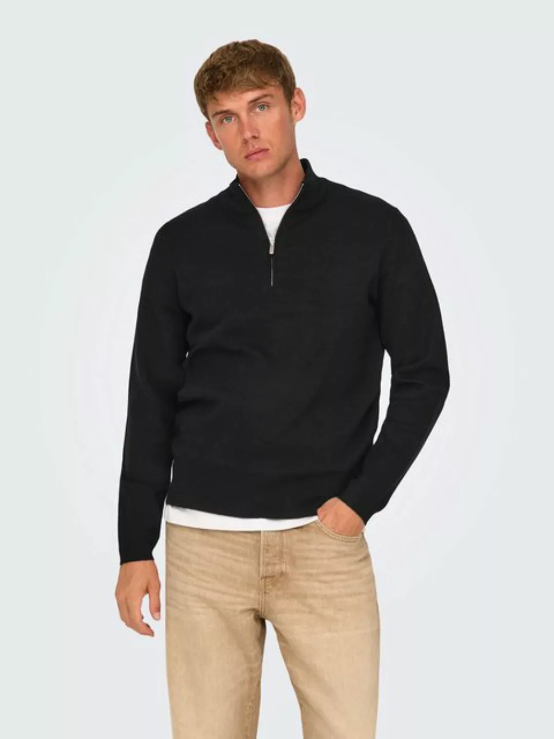 ONLY & SONS Troyer ONSCOOPER REG 12 HALF ZIP HIGH NECK KNIT günstig online kaufen