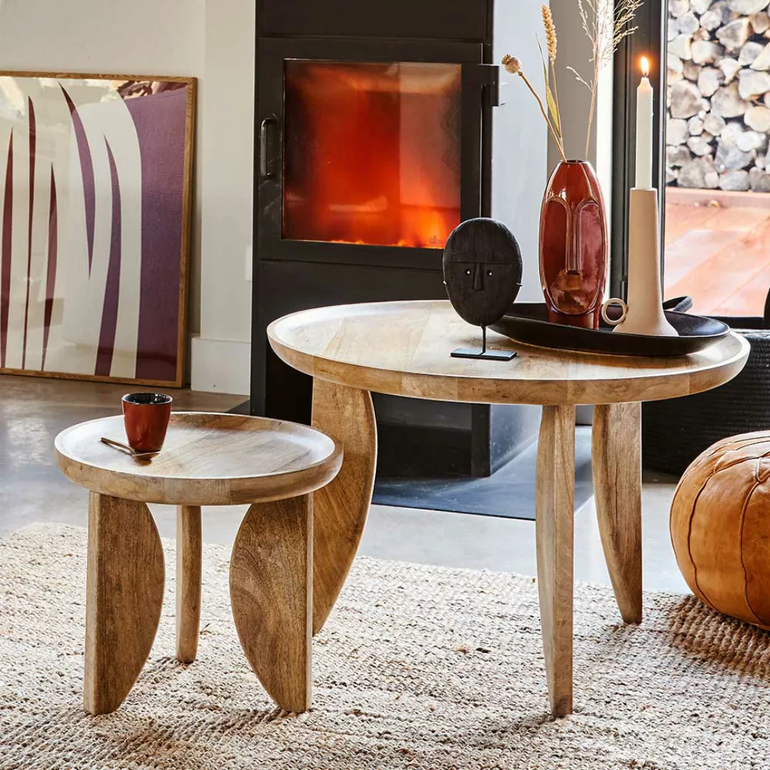Wohnzimmer Tisch Set in modernem Design Mangobaum Massivholz (zweiteilig) günstig online kaufen