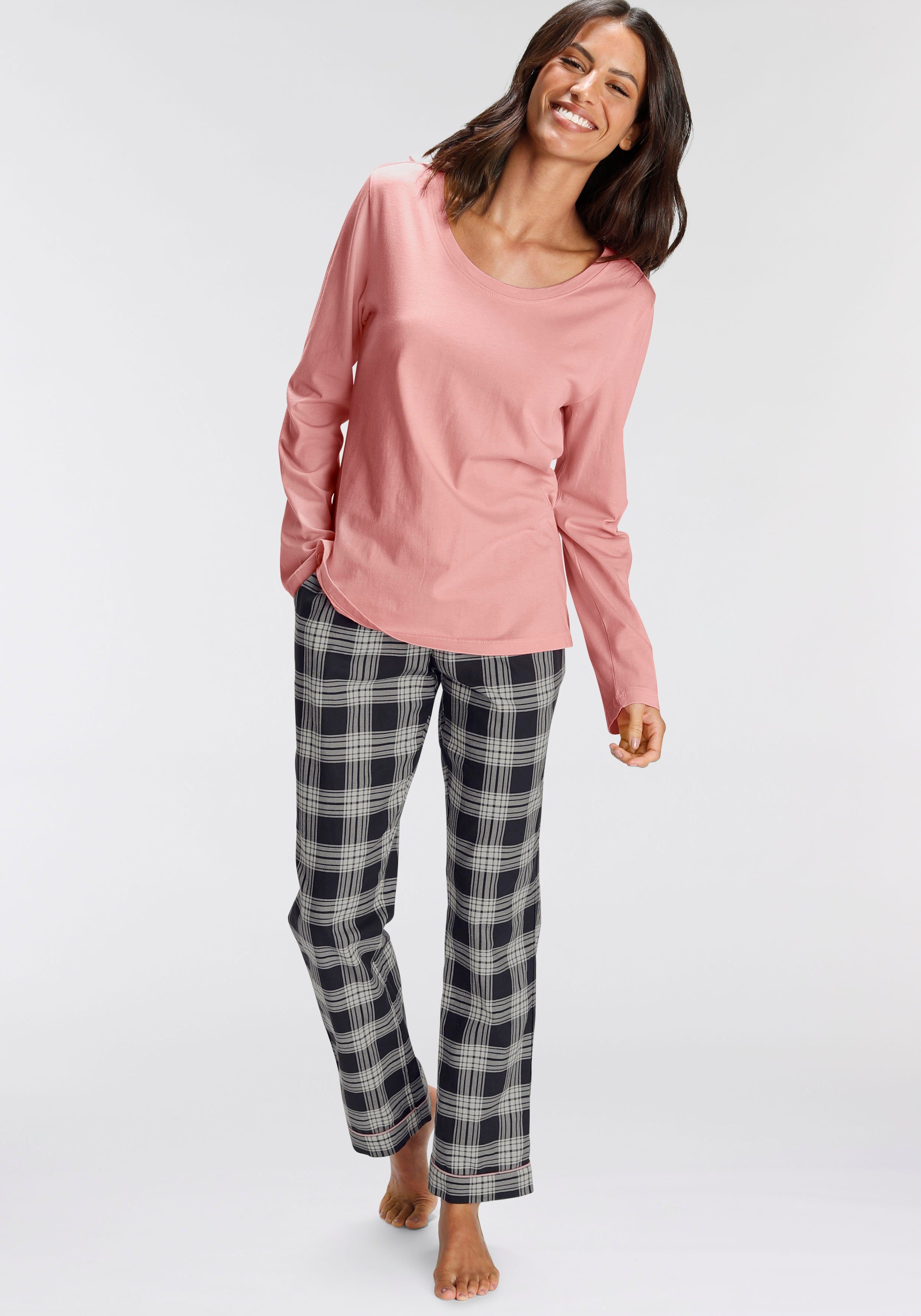 H.I.S Pyjama, (2 tlg.), mit karierter Schlafhose günstig online kaufen