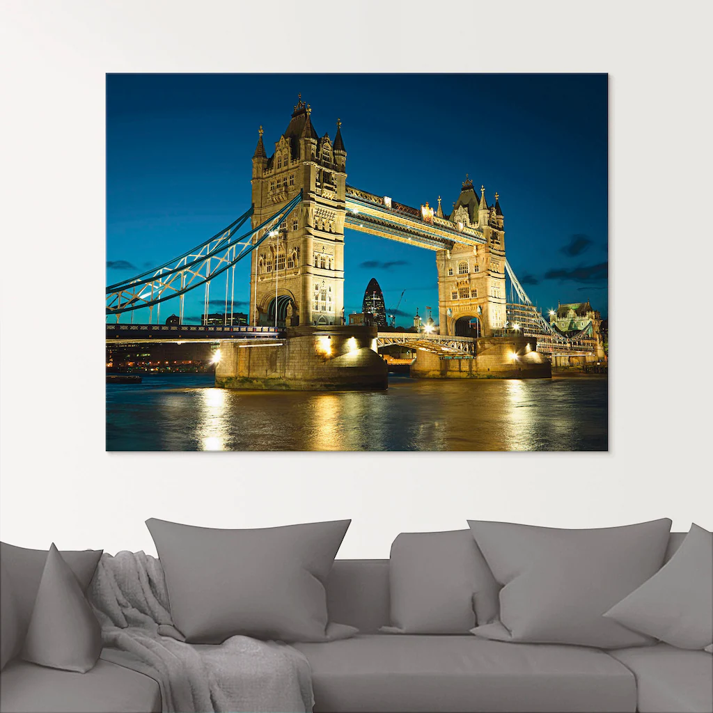Artland Glasbild "Tower Bridge Abenddämmerung London", Brücken, (1 St.), in günstig online kaufen