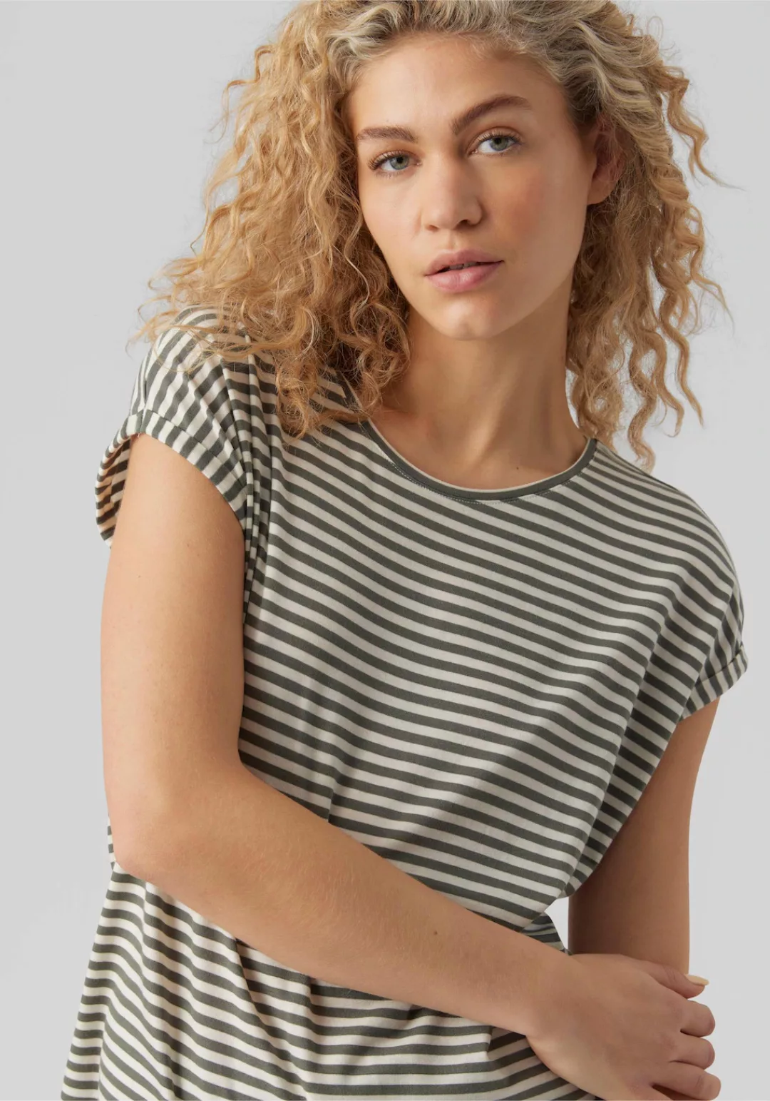 Vero Moda Damen T-Shirt VMAVA PLAIN STRIPE - Regular Fit günstig online kaufen