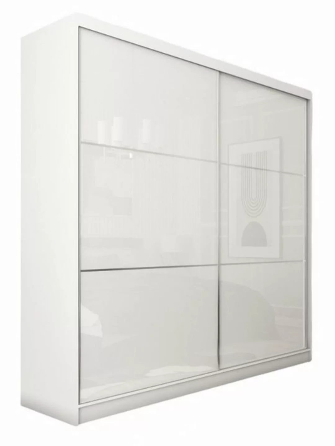 Compleo Schwebetürenschrank CINZIA, Schrank mit Lacobel Glas (200 cm, mit o günstig online kaufen