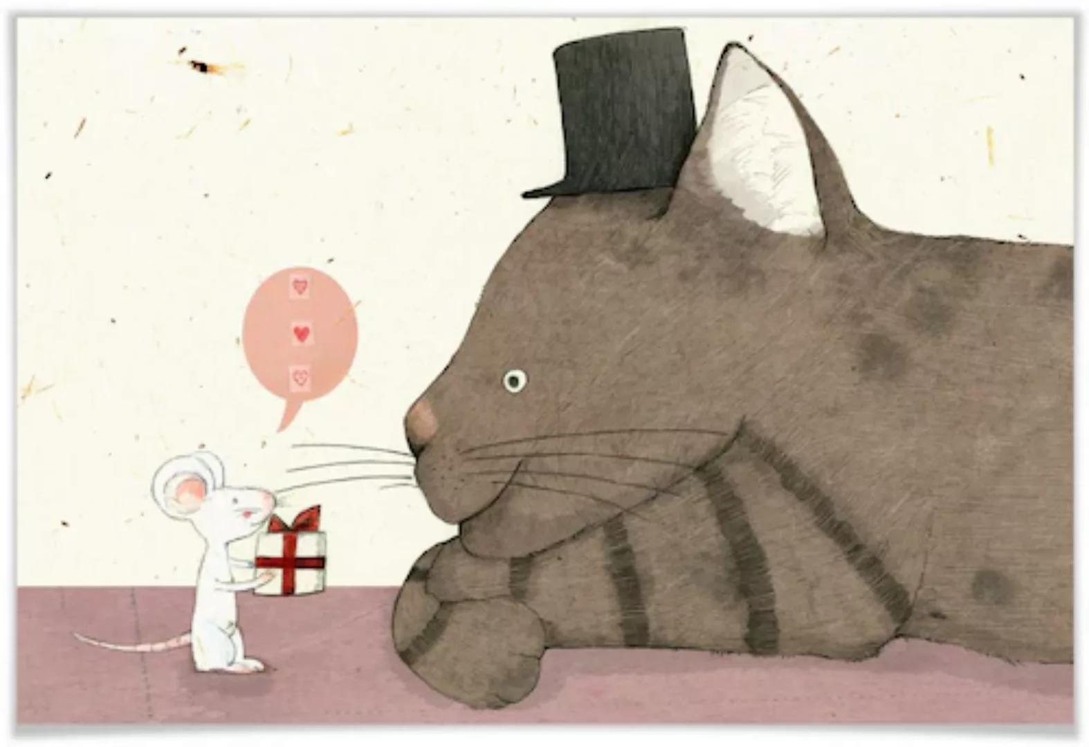 Wall-Art Poster "Loske Katze und Maus Geschenk", Tiere, (1 St.) günstig online kaufen