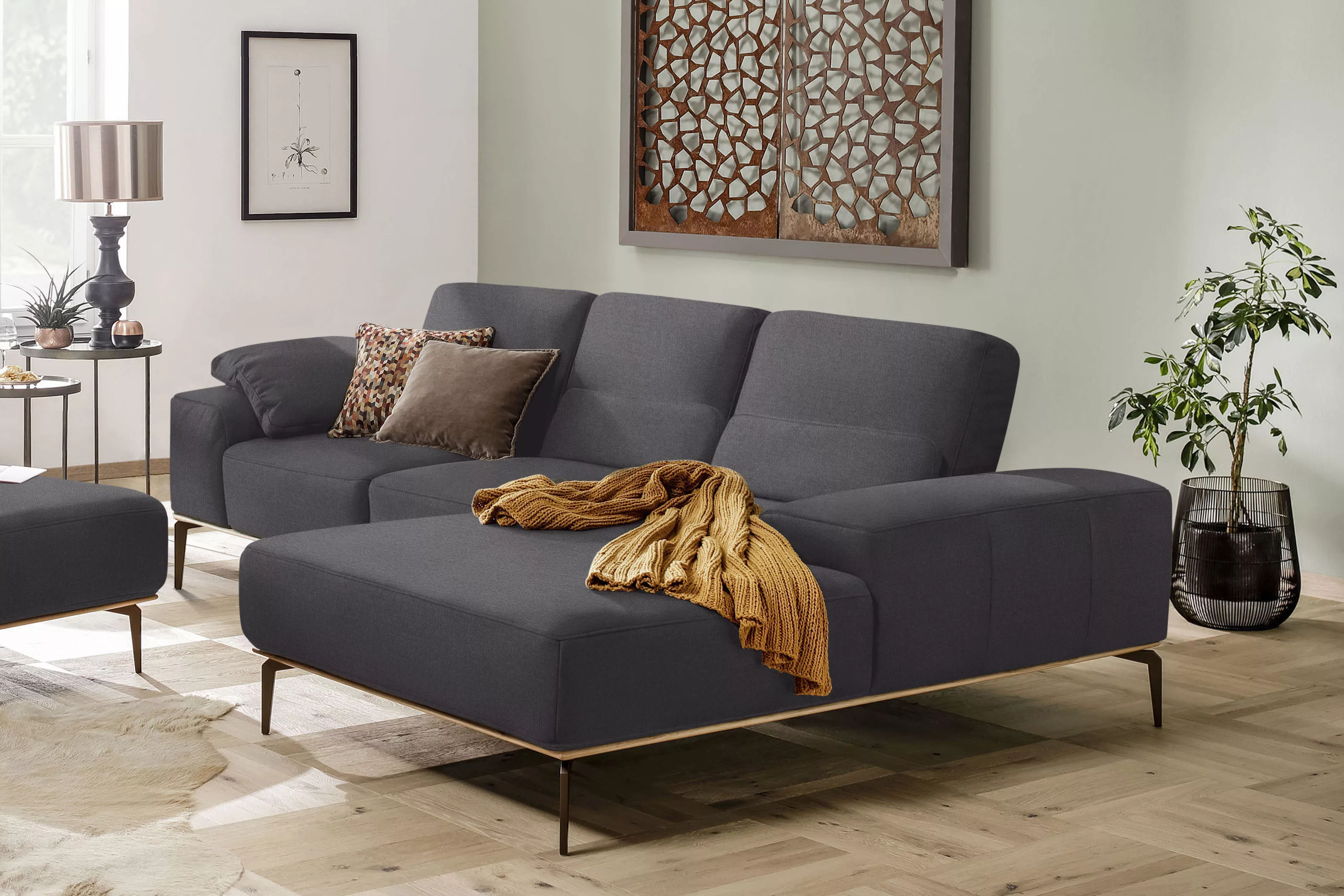 W.SCHILLIG Ecksofa run, mit Holzsockel, Füße in Bronze pulverbeschichtet, B günstig online kaufen