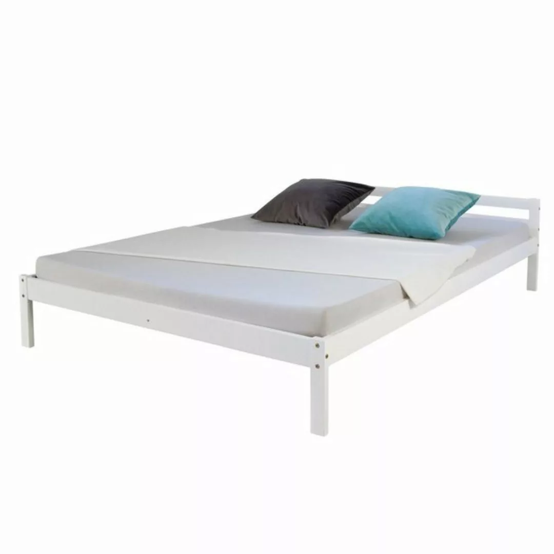 Homestyle4u Holzbett Doppelbett 90/120 x 200 cm Kinderbett natur weiß günstig online kaufen